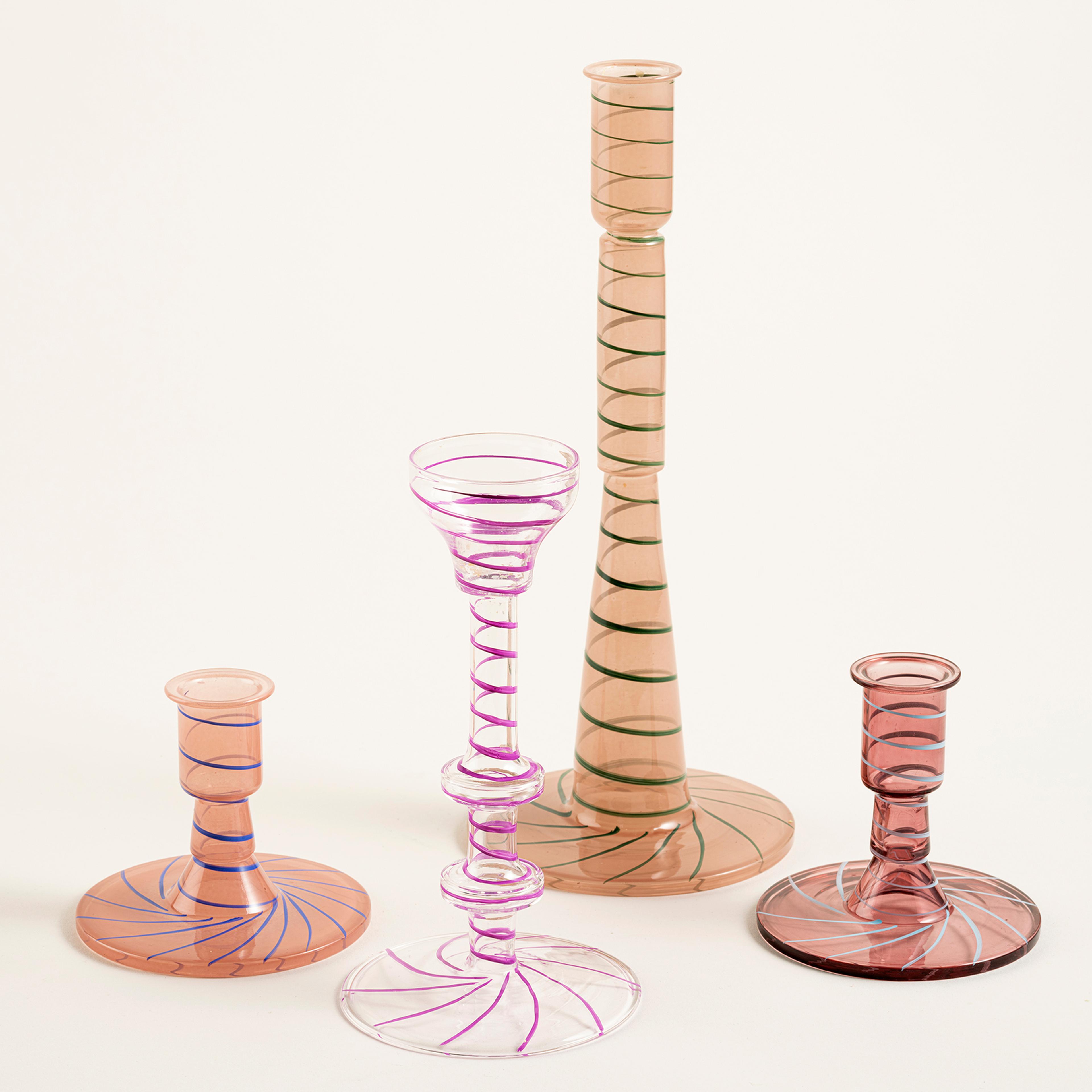 Aravalı Cam Şamdan 9.5x9.5x9 Cm Renkli