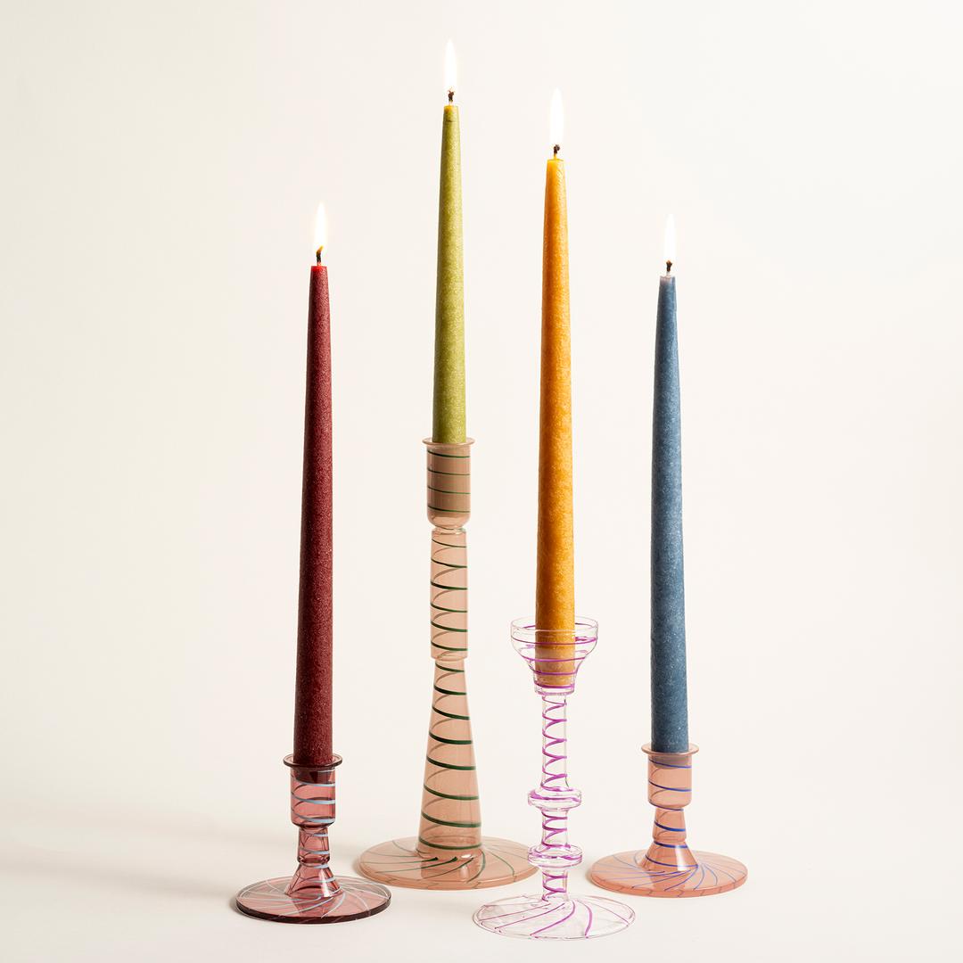 Aravalı Cam Şamdan 8x8x15.5 Cm Renkli