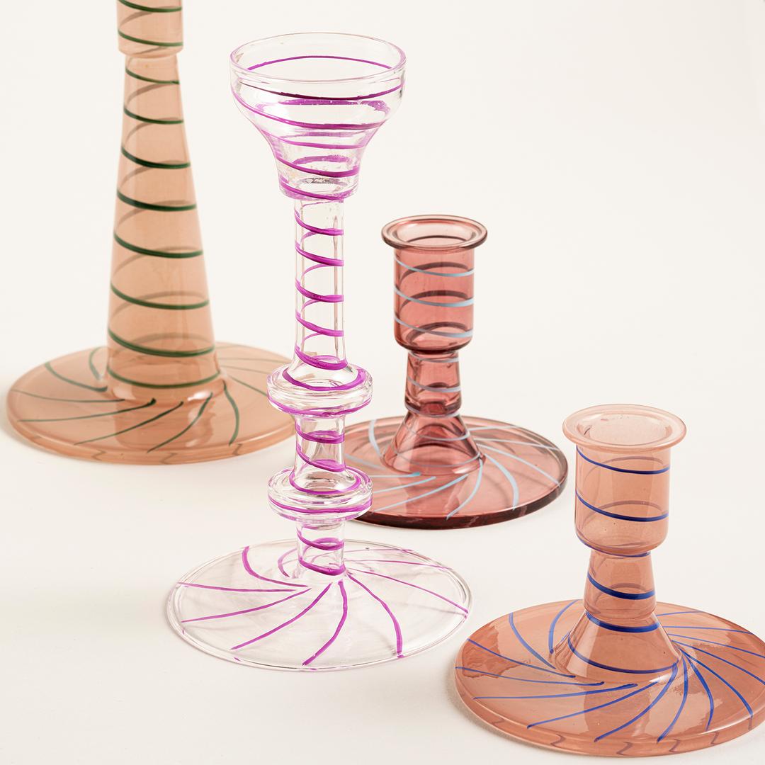 Aravalı Cam Şamdan 9.5x9.5x9 Cm Renkli