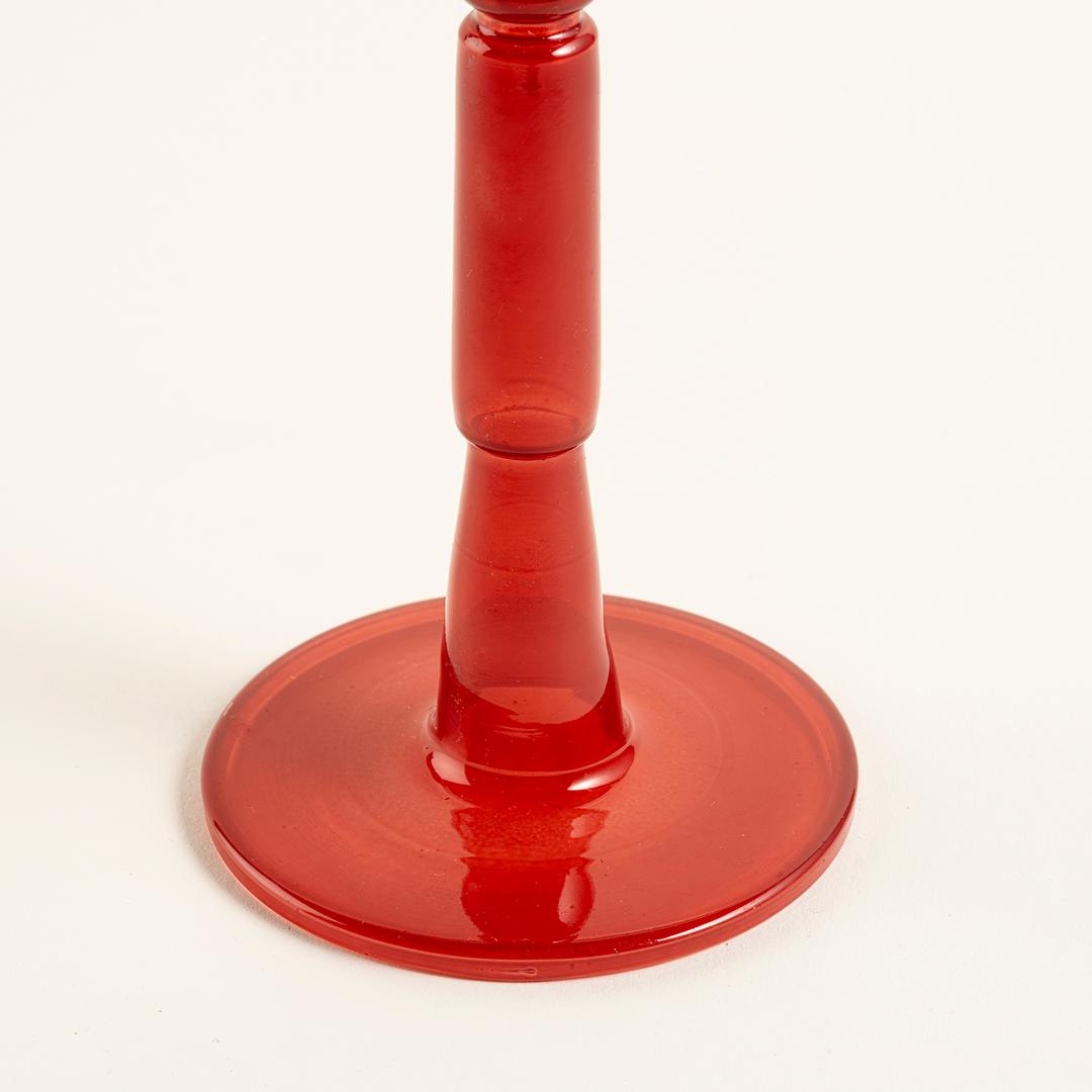 Aravalı Cam Şamdan 10x10x17.5 Cm Kırmızı