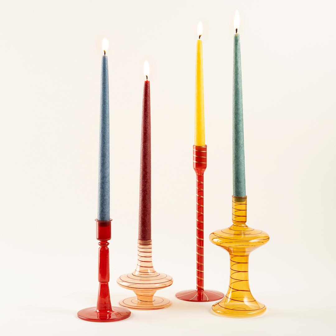 Aravalı Cam Şamdan 10x10x17.5 Cm Kırmızı