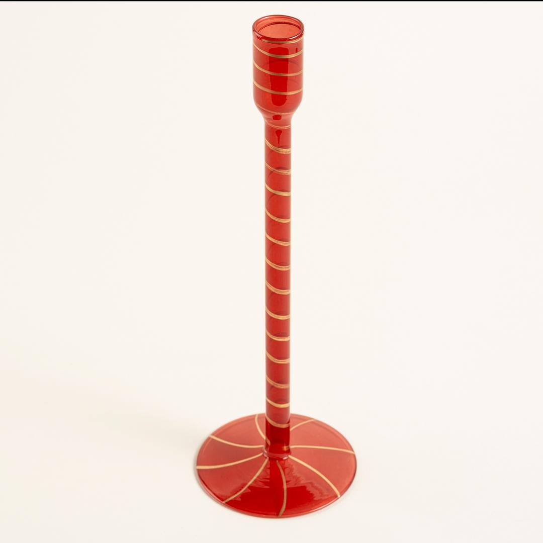 1 Cam Şamdan 8.75x8.75x25 Cm Renkli