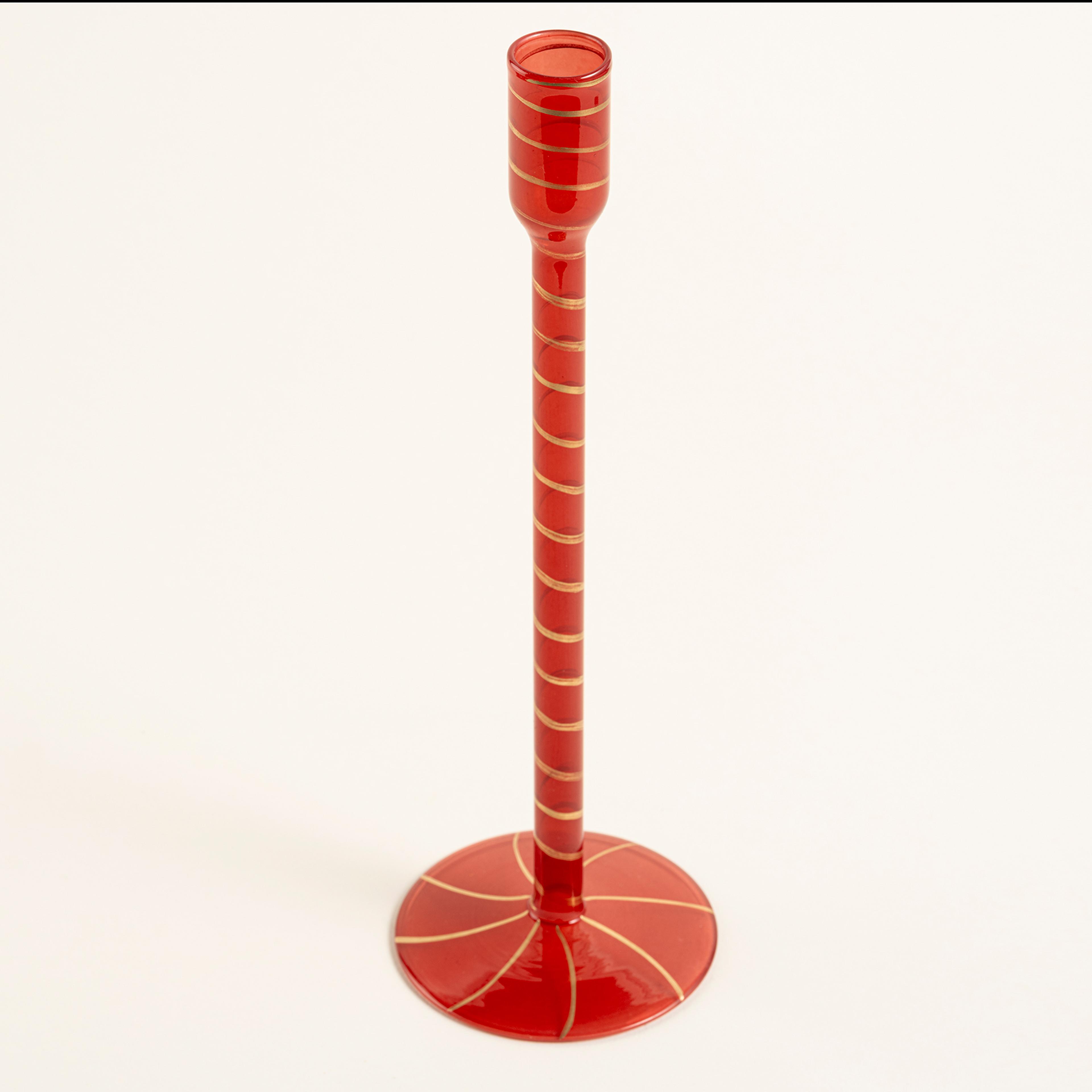 1 Cam Şamdan 8.75x8.75x25 Cm Renkli