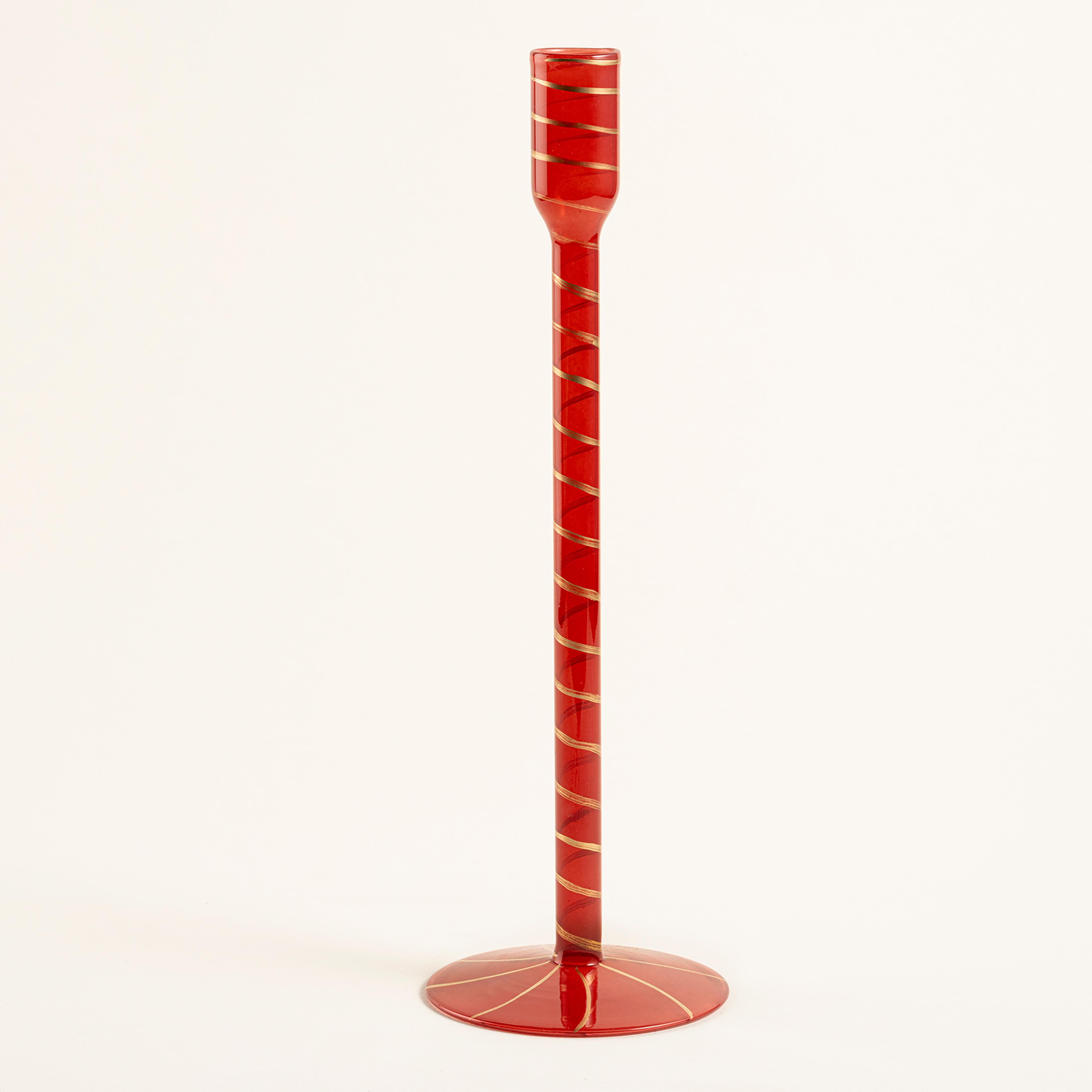 1 Cam Şamdan 8.75x8.75x25 Cm Renkli