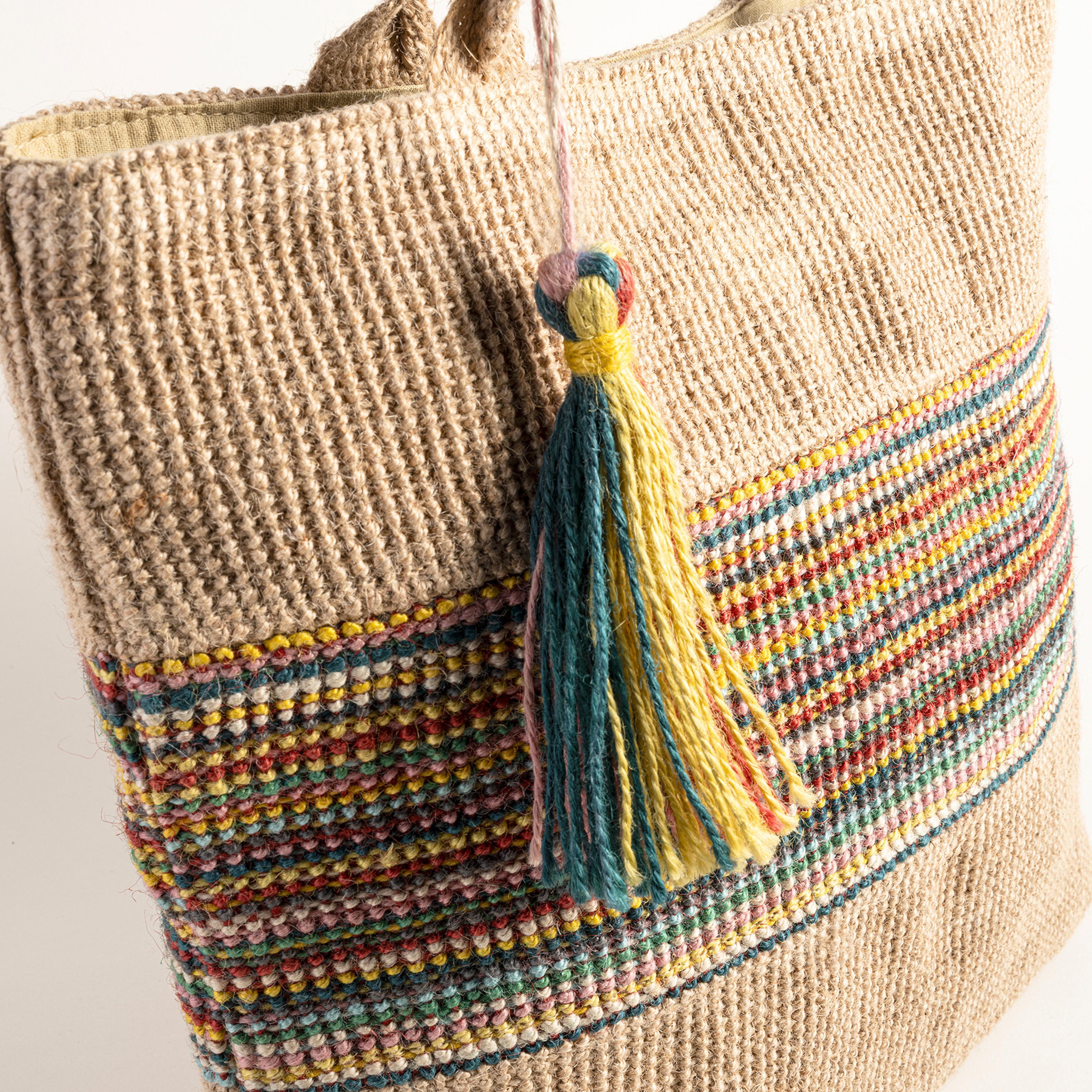 Kolkata Jüt Çanta 33x31x11 Cm Bej