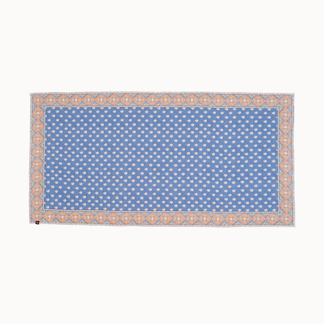 Baklan Püsküllü Dijital Baskılı Pamuk %100 Pamuk Peştamal 90x170 Cm Mavi