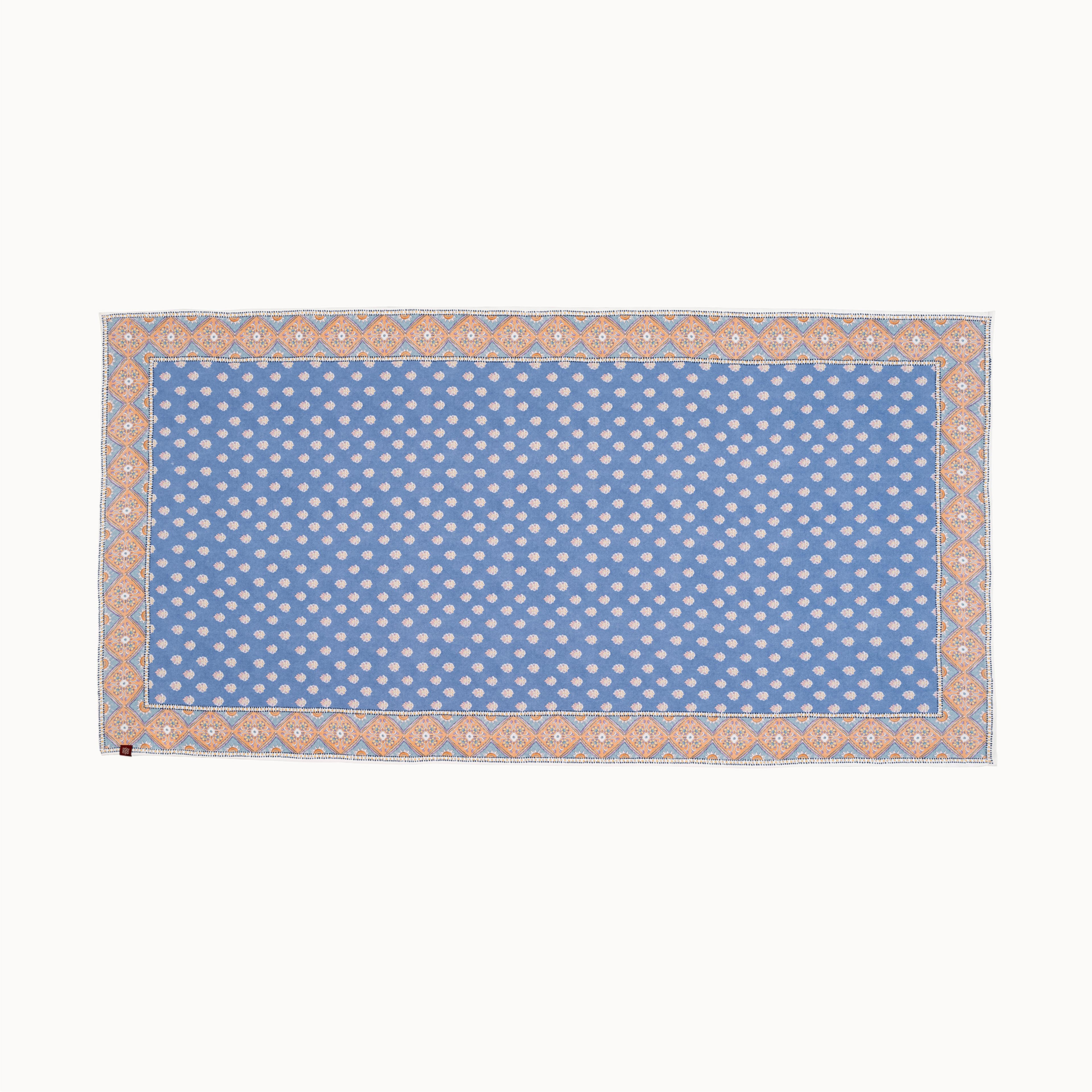 Baklan Püsküllü Dijital Baskılı Pamuk %100 Pamuk Peştamal 90x170 Cm Mavi