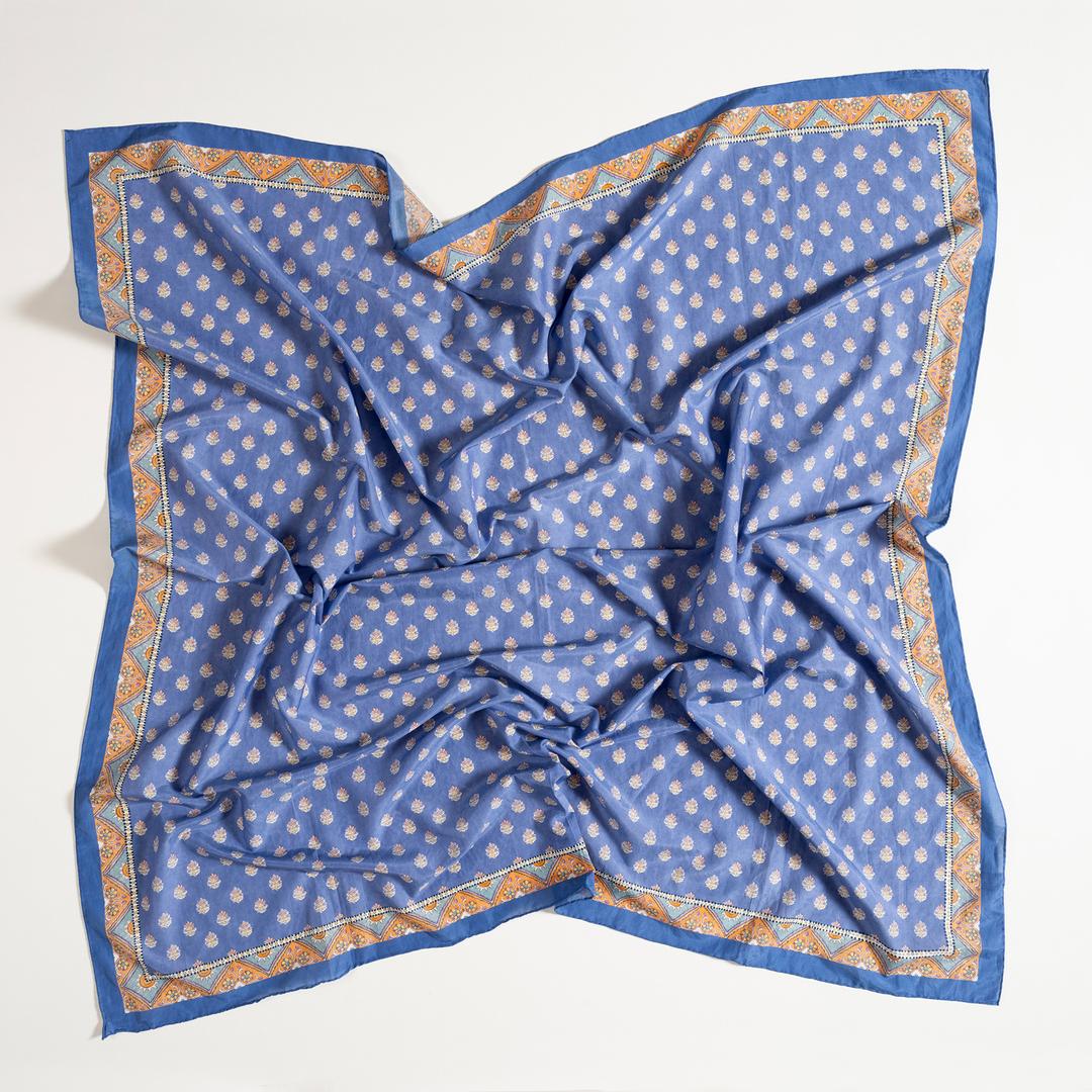 Pera Dijital Baskılı Pamuk Pamuk İpek Pareo 140x140 Cm Mavi