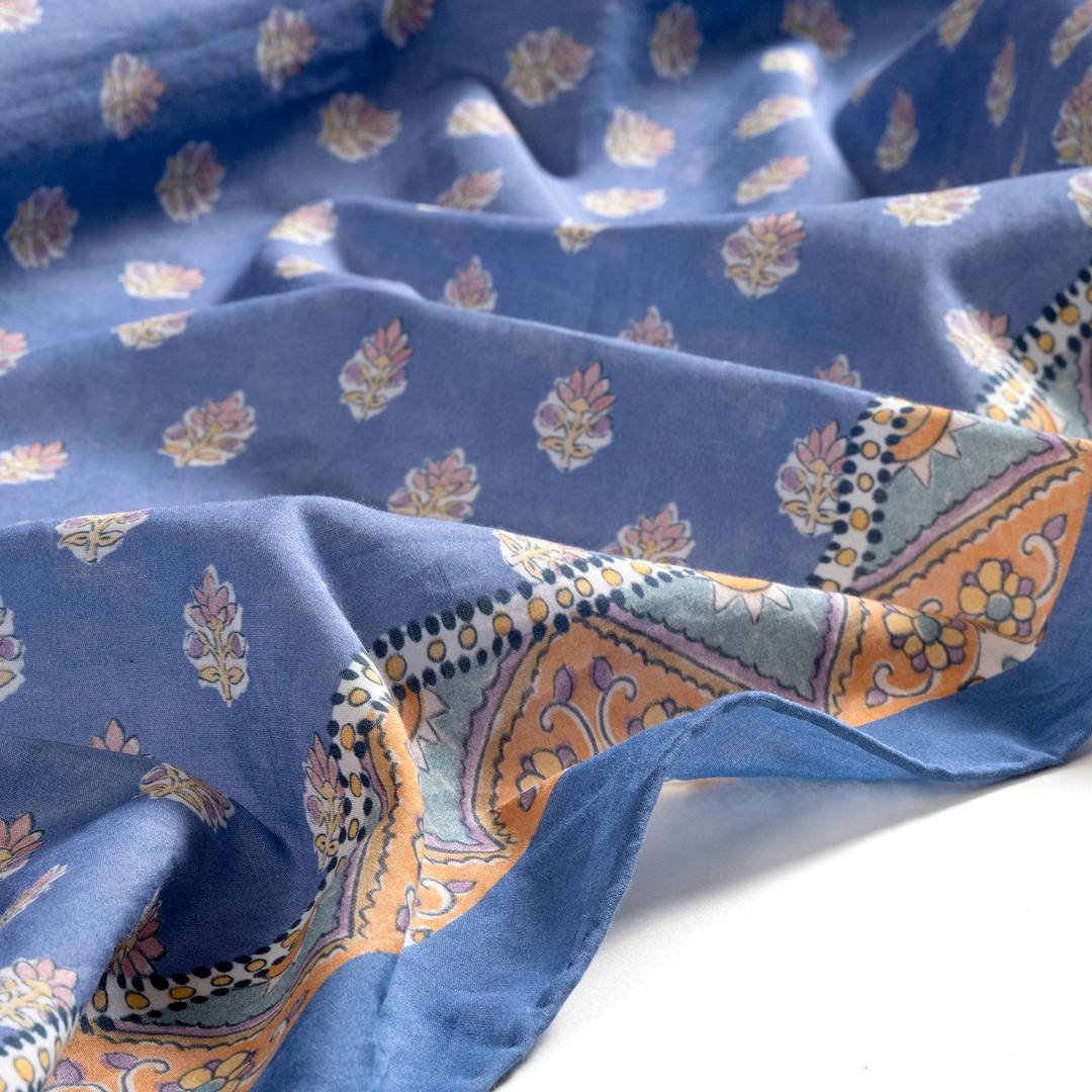 Pera Dijital Baskılı Pamuk Pamuk İpek Pareo 140x140 Cm Mavi