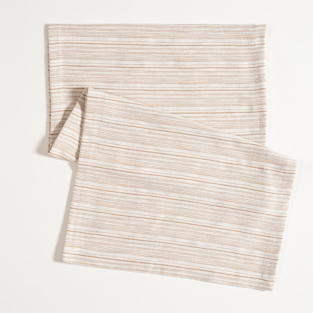 Nilüfer İplik Boyalı Polyester Keten Polyester Runner 50x180 Cm Ekru - Bej