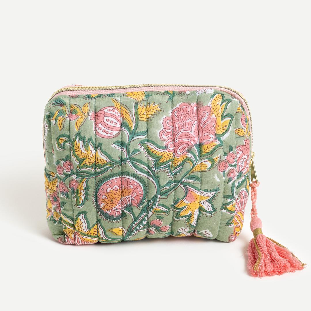 Delhı Baskılı Orta Boy %100 Pamuk Makyaj Çantası 21x14x9 Cm Renkli