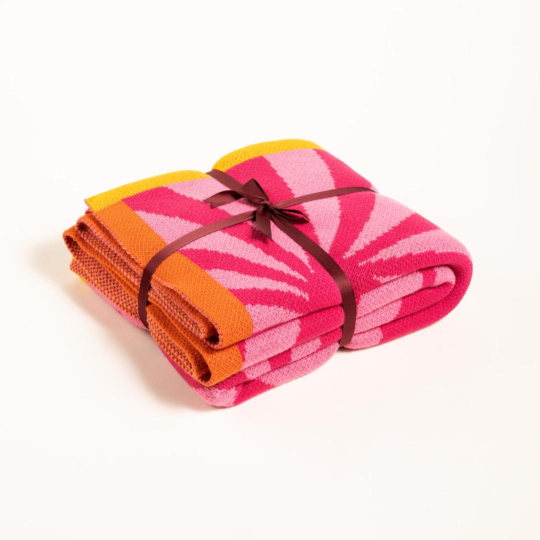 Moda Jakarlı Örme Akrilik 100% Akrilik Koltuk Şalı 130x170 Cm Fuşya