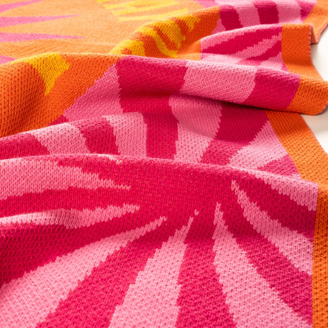 Moda Jakarlı Örme Akrilik 100% Akrilik Koltuk Şalı 130x170 Cm Fuşya