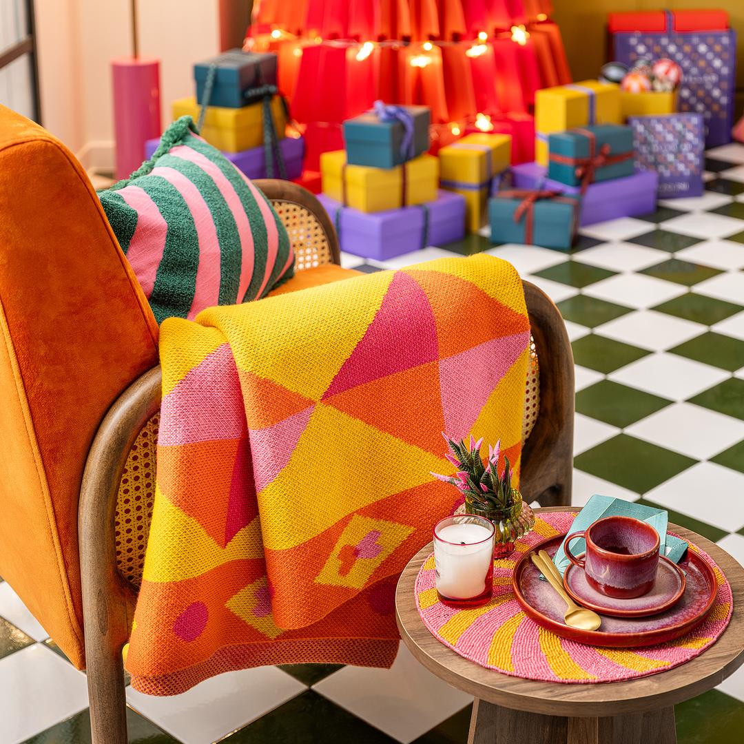 Moda Jakarlı Örme Akrilik 100% Akrilik Koltuk Şalı 130x170 Cm Renkli