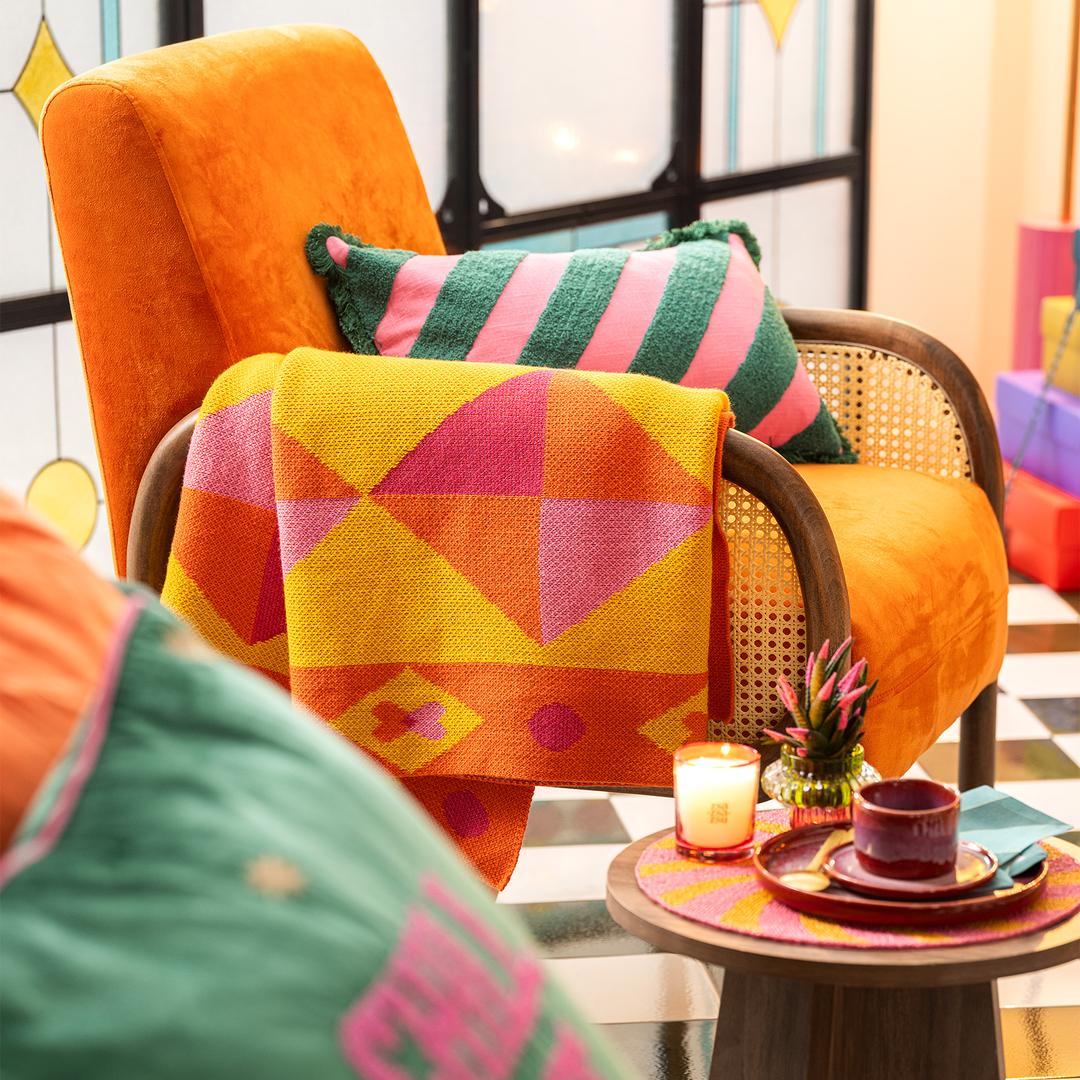 Moda Jakarlı Örme Akrilik 100% Akrilik Koltuk Şalı 130x170 Cm Renkli