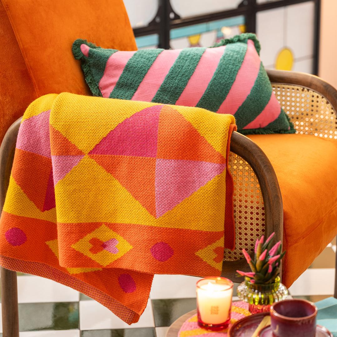 Moda Jakarlı Örme Akrilik 100% Akrilik Koltuk Şalı 130x170 Cm Renkli