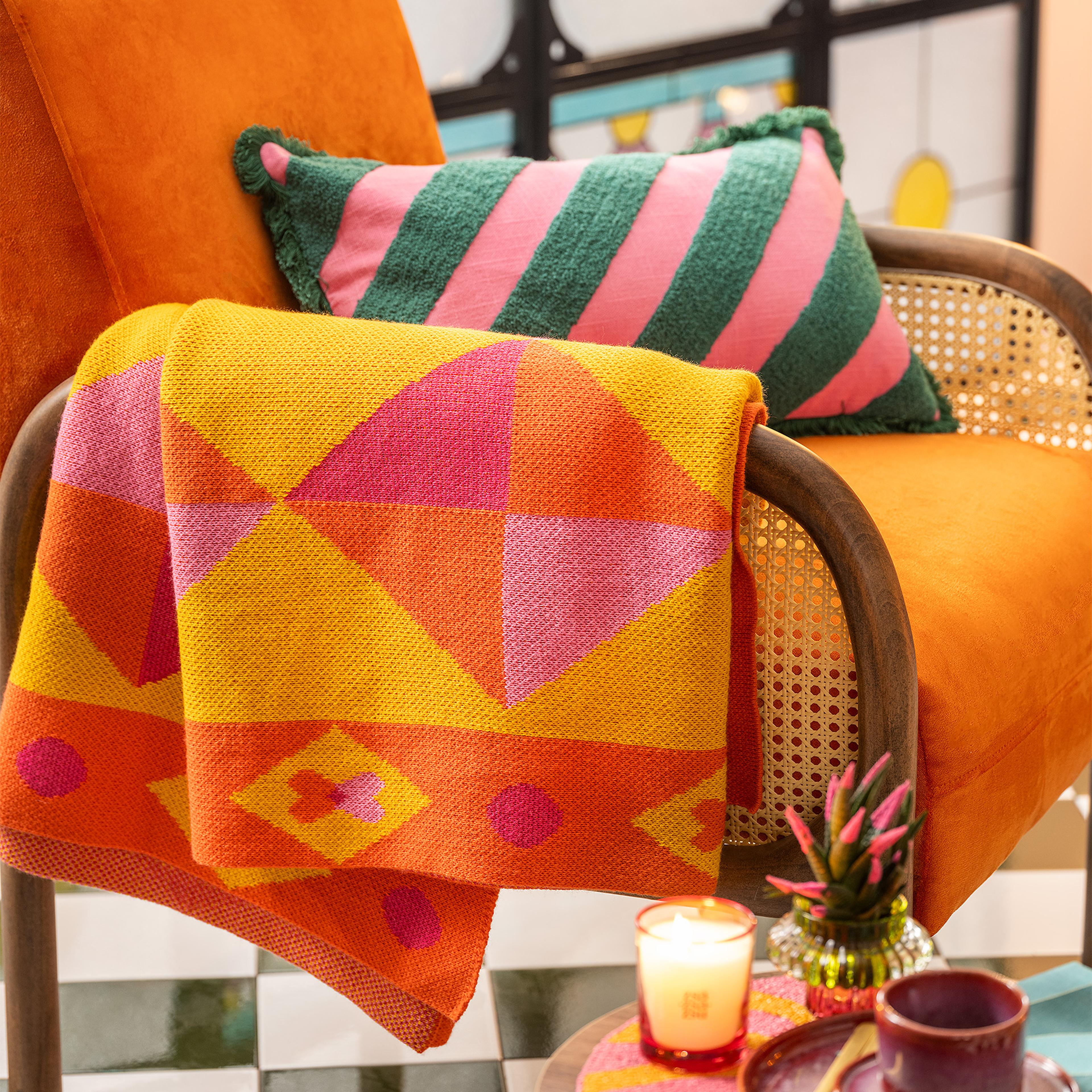 Moda Jakarlı Örme Akrilik 100% Akrilik Koltuk Şalı 130x170 Cm Renkli