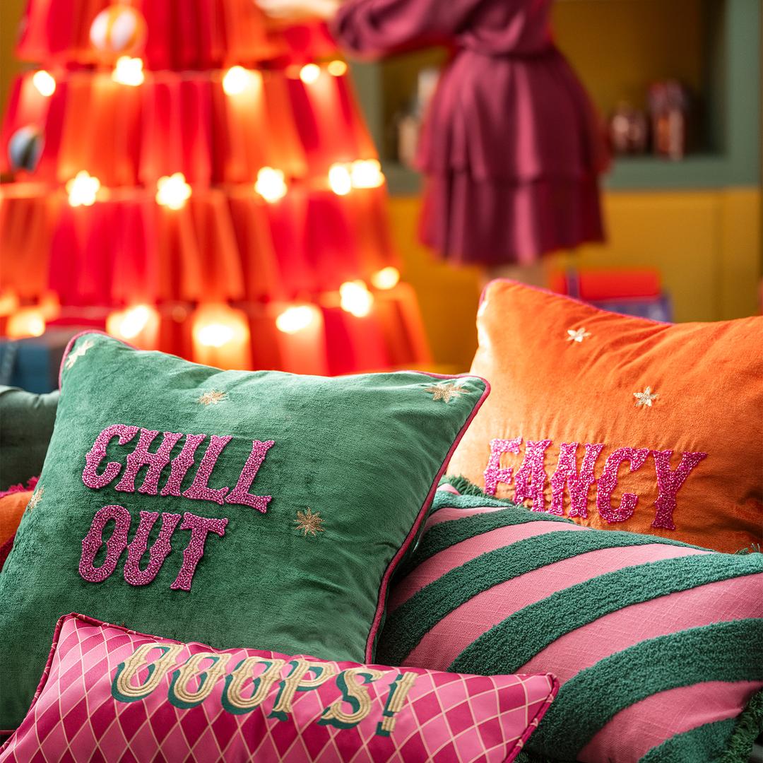 Ghunı Verevli Pamuk Pamuk Dolgulu Kırlent 30x55 Cm Pembe - Yeşil