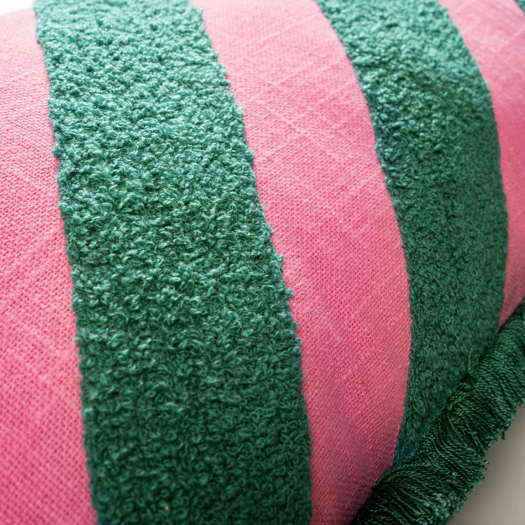 Ghunı Verevli Pamuk Pamuk Dolgulu Kırlent 30x55 Cm Pembe - Yeşil