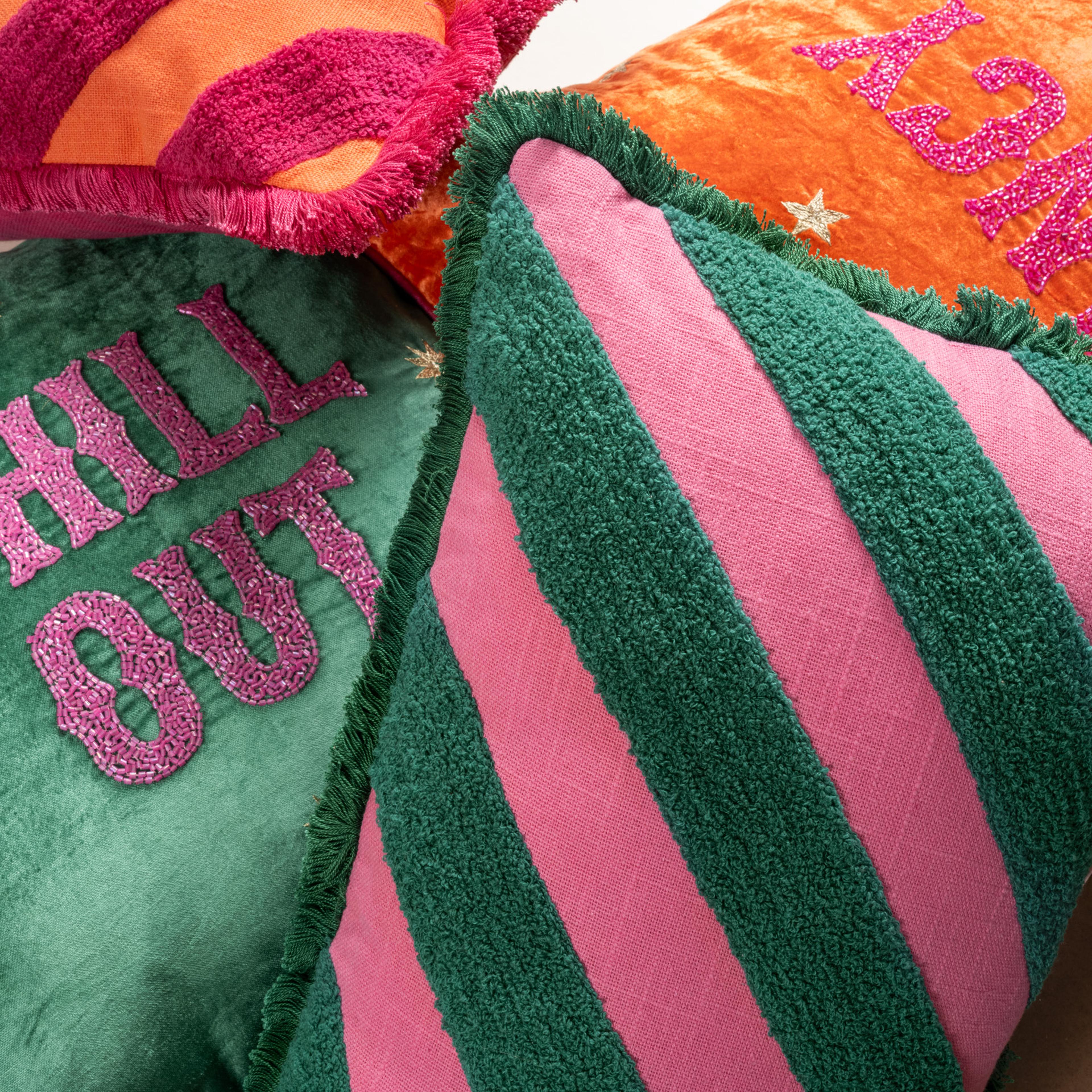 Ghunı Verevli Pamuk Pamuk Dolgulu Kırlent 30x55 Cm Pembe - Yeşil