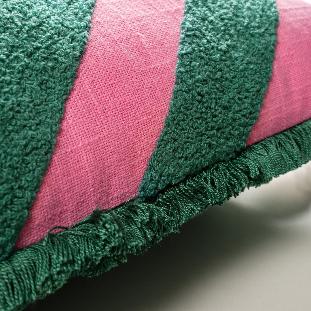 Ghunı Verevli Pamuk Pamuk Dolgulu Kırlent 30x55 Cm Pembe - Yeşil