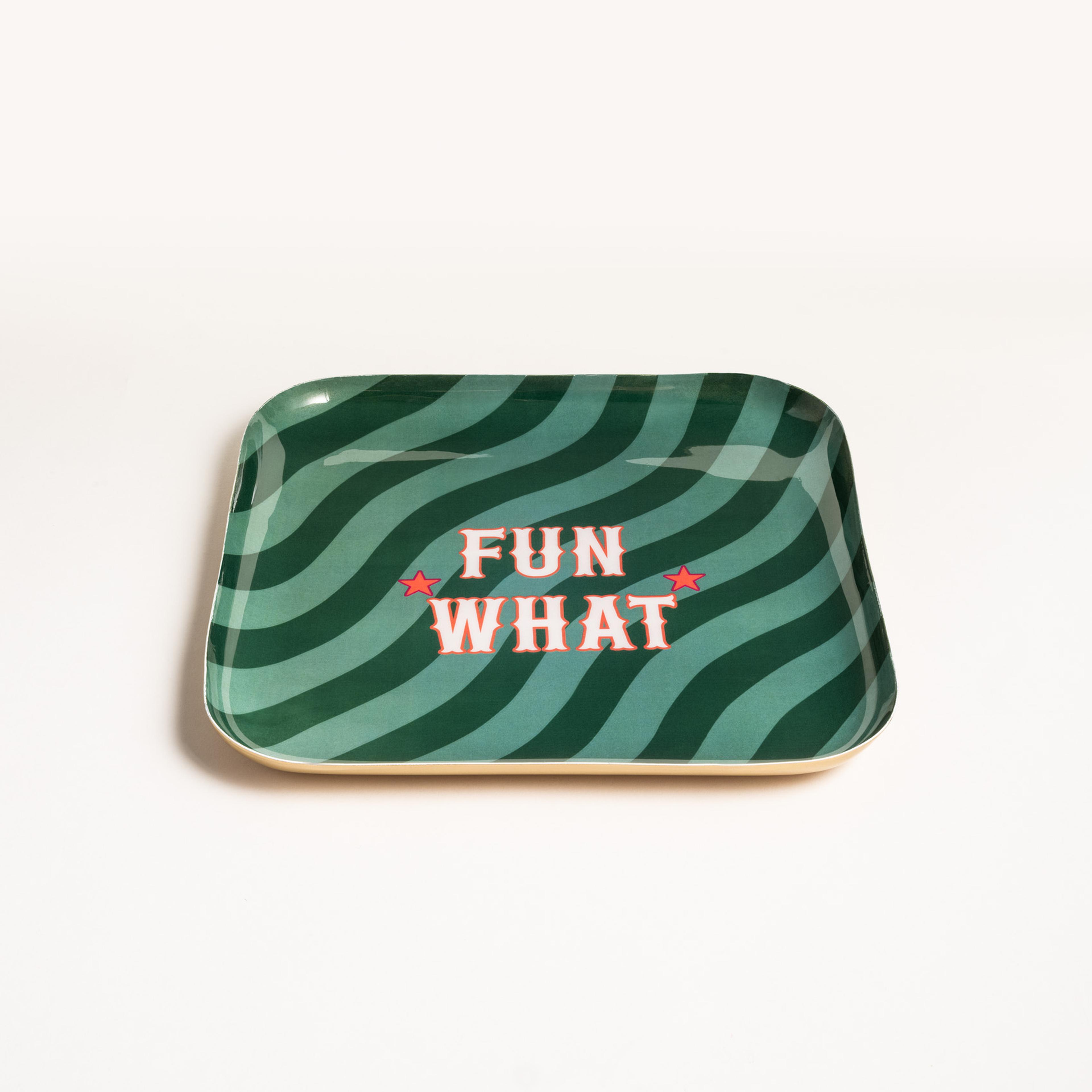 Nanpur Metal Dekoratif Tepsi 25x25x3 Cm Yeşil