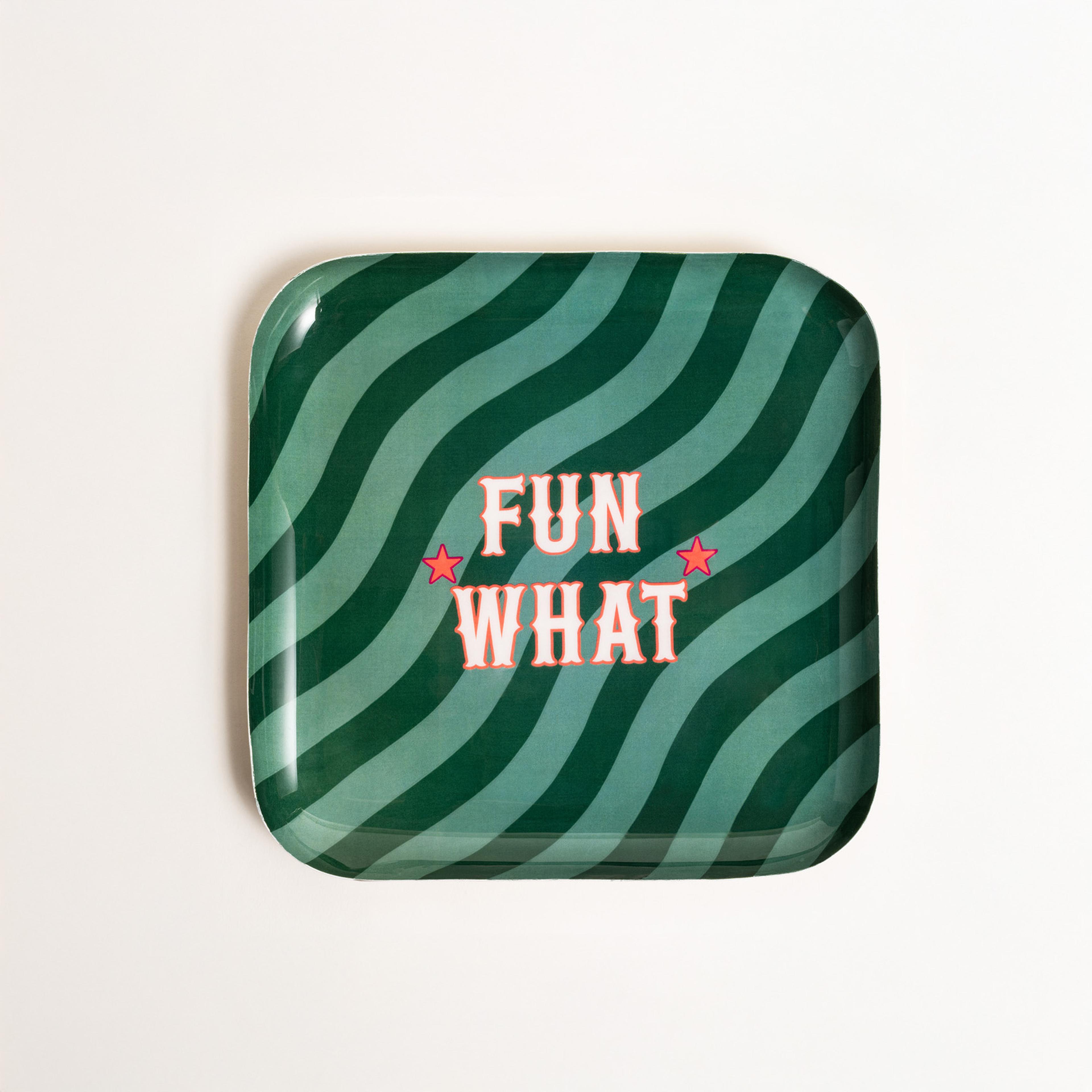 Nanpur Metal Dekoratif Tepsi 25x25x3 Cm Yeşil