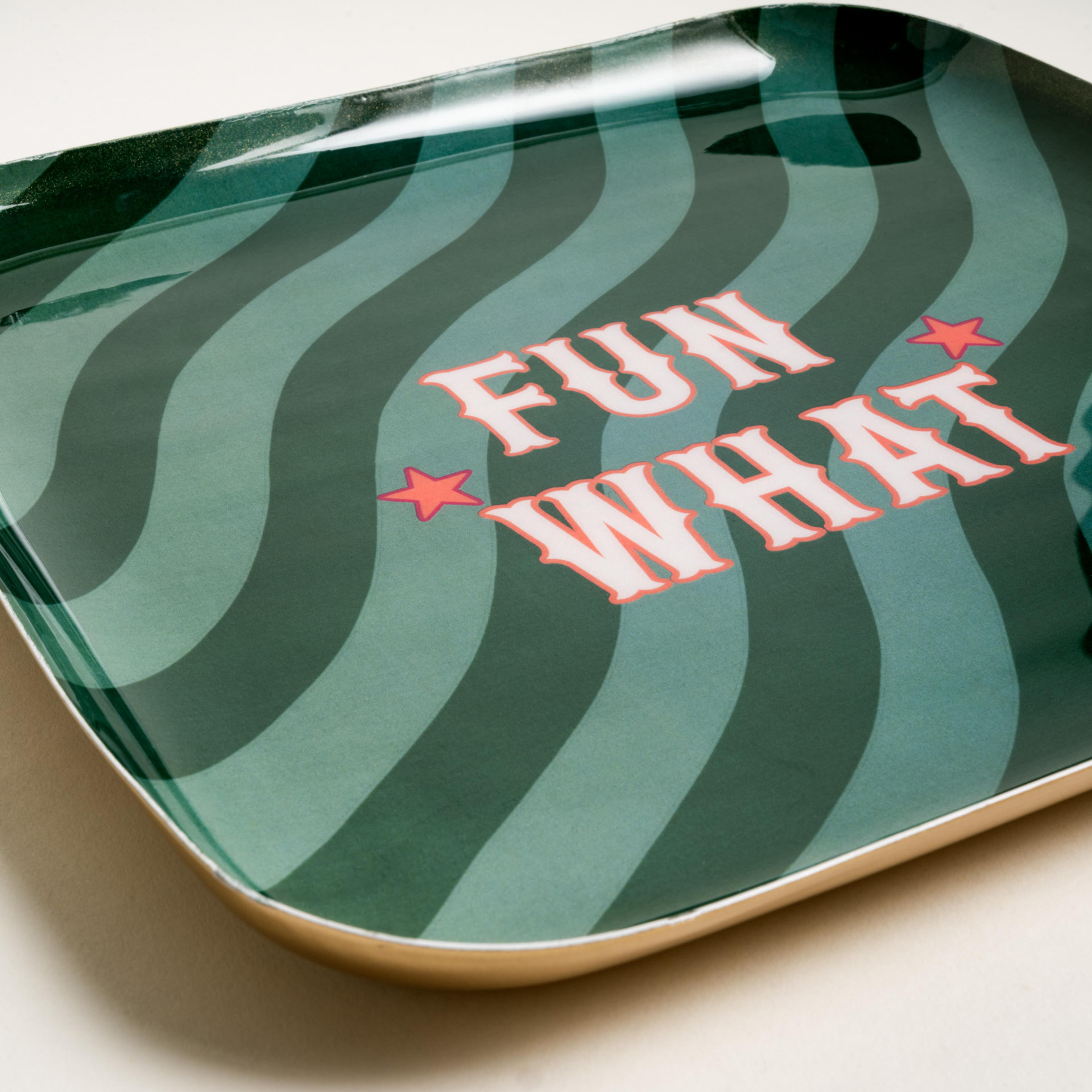 Nanpur Metal Dekoratif Tepsi 25x25x3 Cm Yeşil