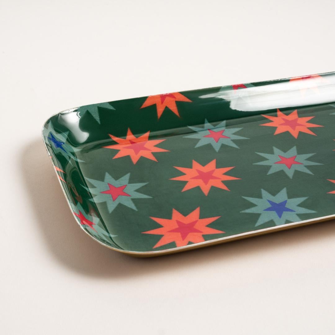 Nanpur Metal Dekoratif Tepsi 42x15x2 Cm Yeşil