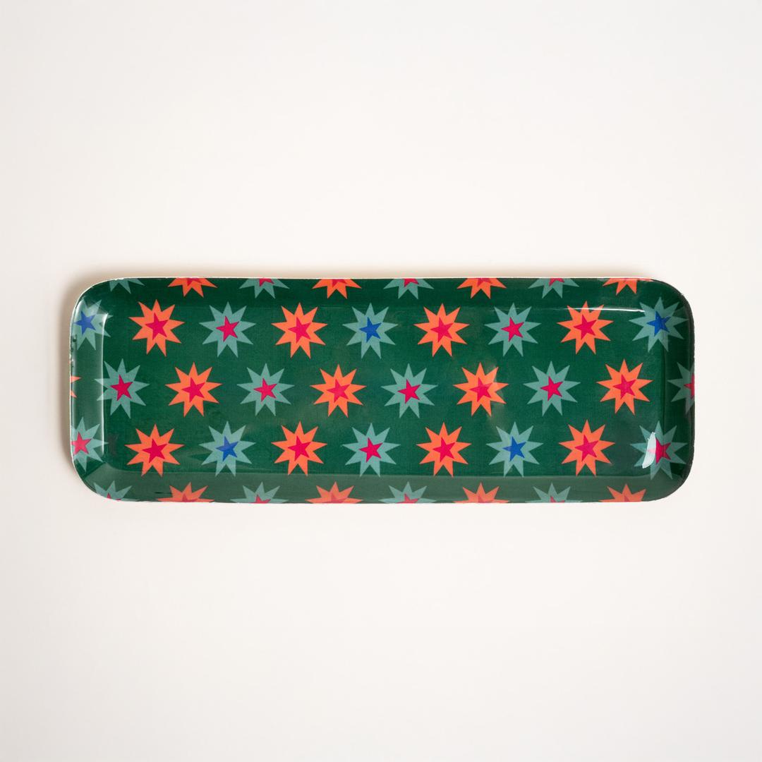 Nanpur Metal Dekoratif Tepsi 42x15x2 Cm Yeşil