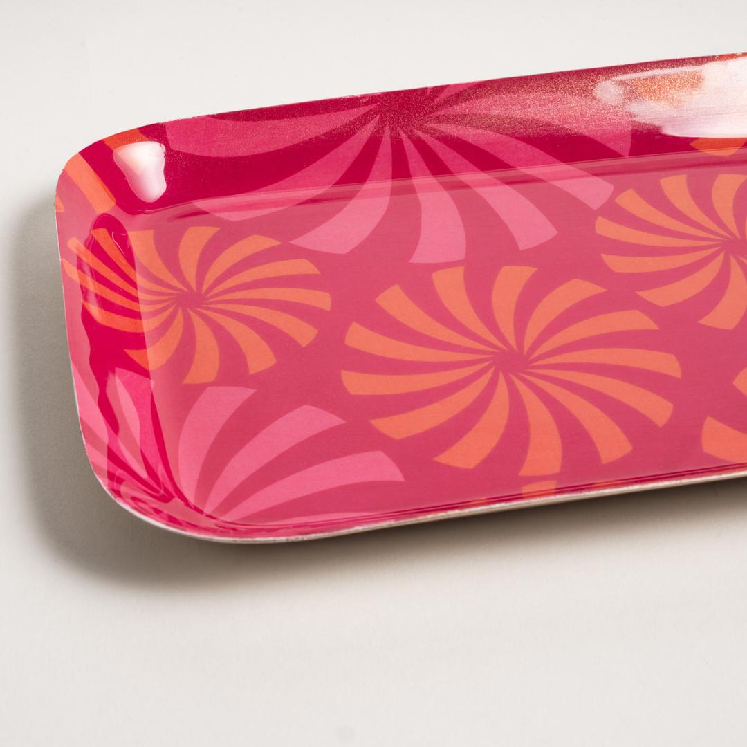 Nanpur Metal Dekoratif Tepsi 42x15x2 Cm Turuncu - Pembe