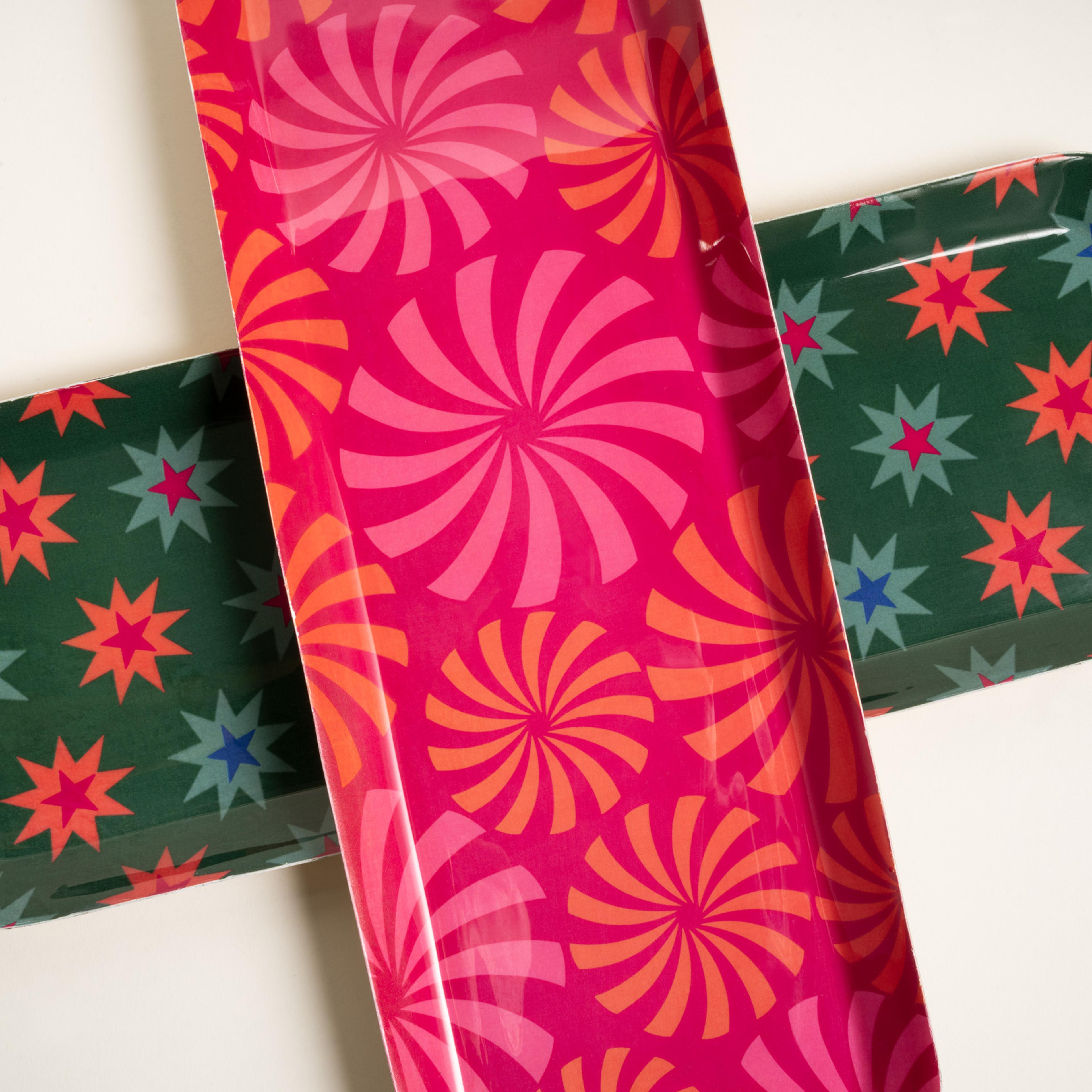 Nanpur Metal Dekoratif Tepsi 42x15x2 Cm Turuncu - Pembe