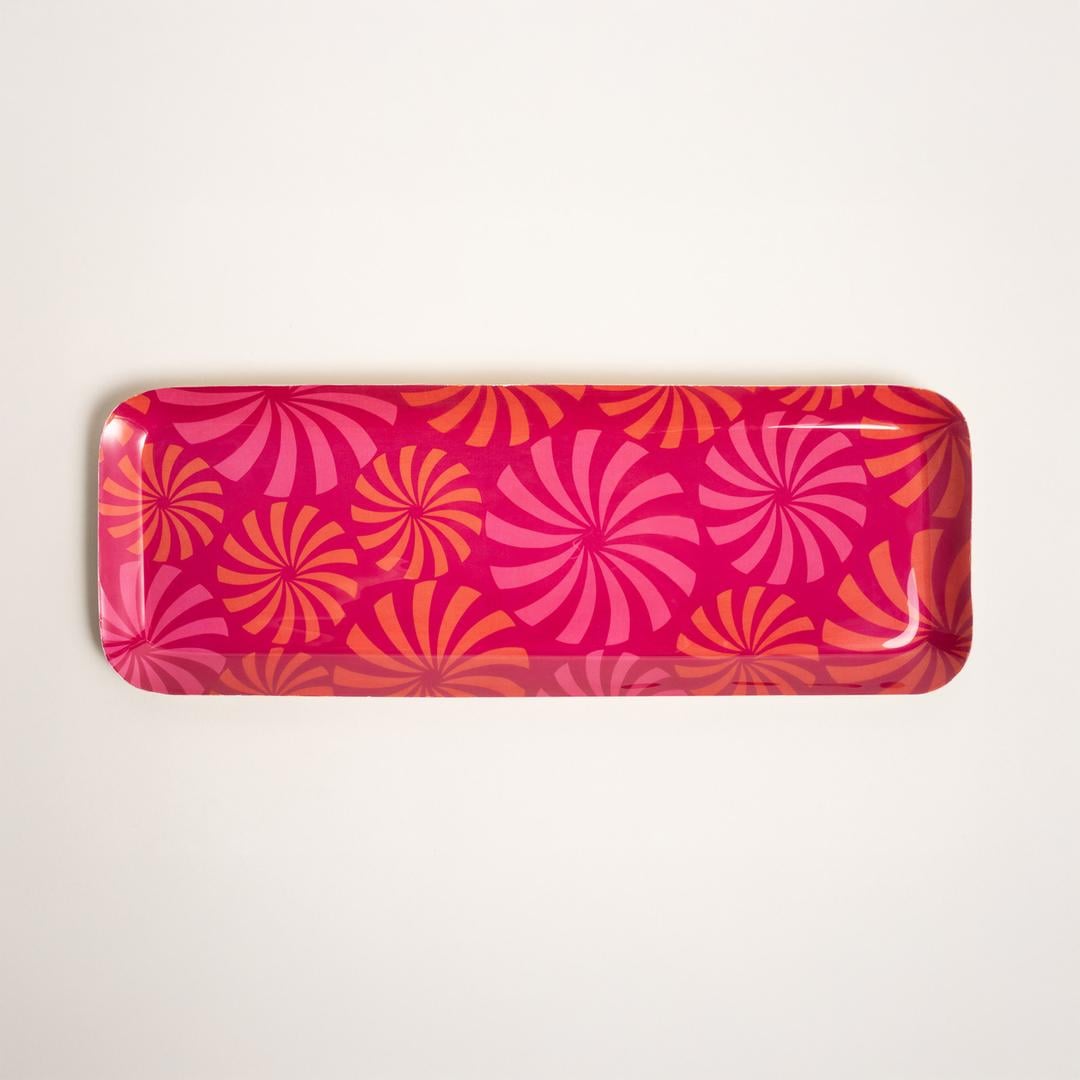 Nanpur Metal Dekoratif Tepsi 42x15x2 Cm Turuncu - Pembe