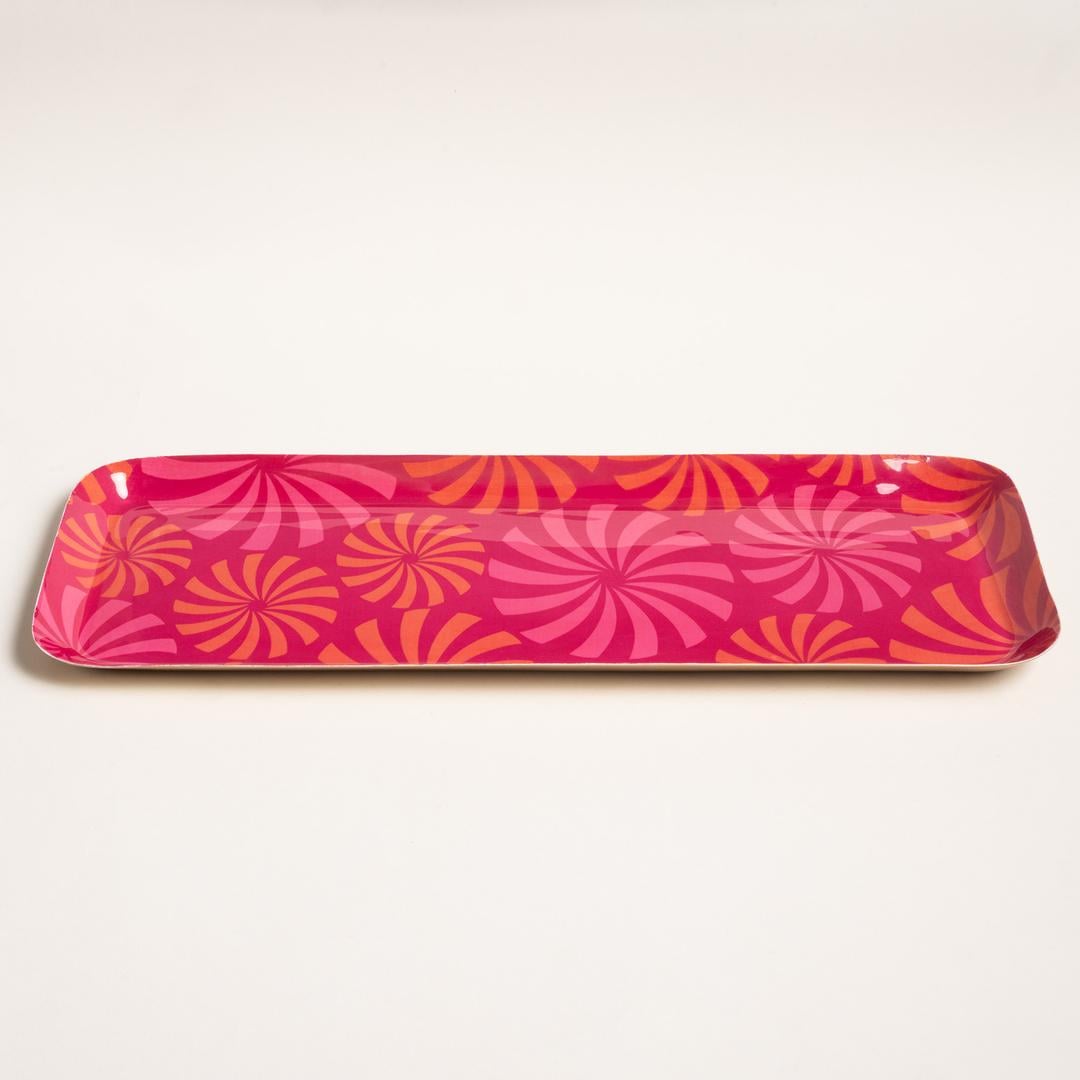 Nanpur Metal Dekoratif Tepsi 42x15x2 Cm Turuncu - Pembe