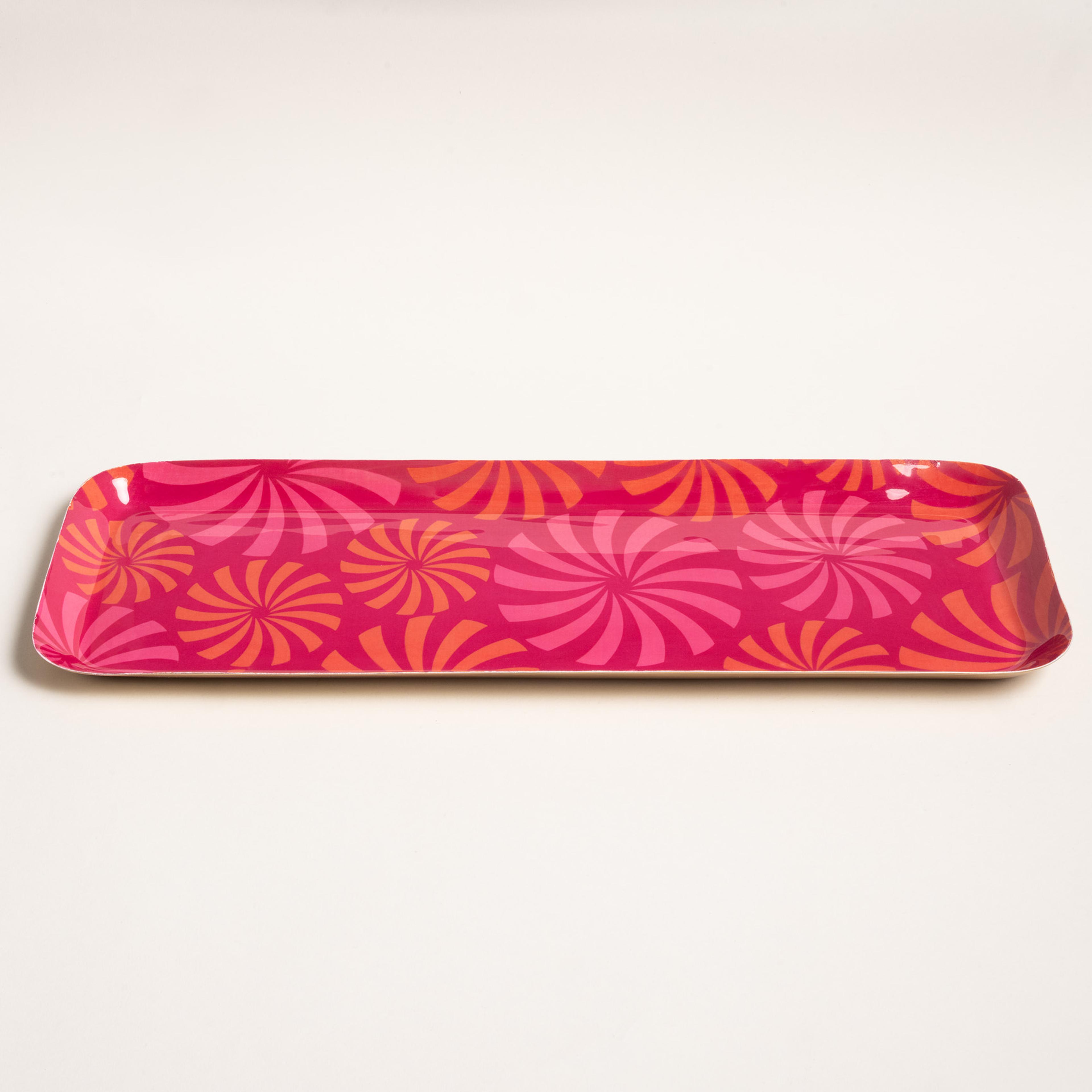 Nanpur Metal Dekoratif Tepsi 42x15x2 Cm Turuncu - Pembe