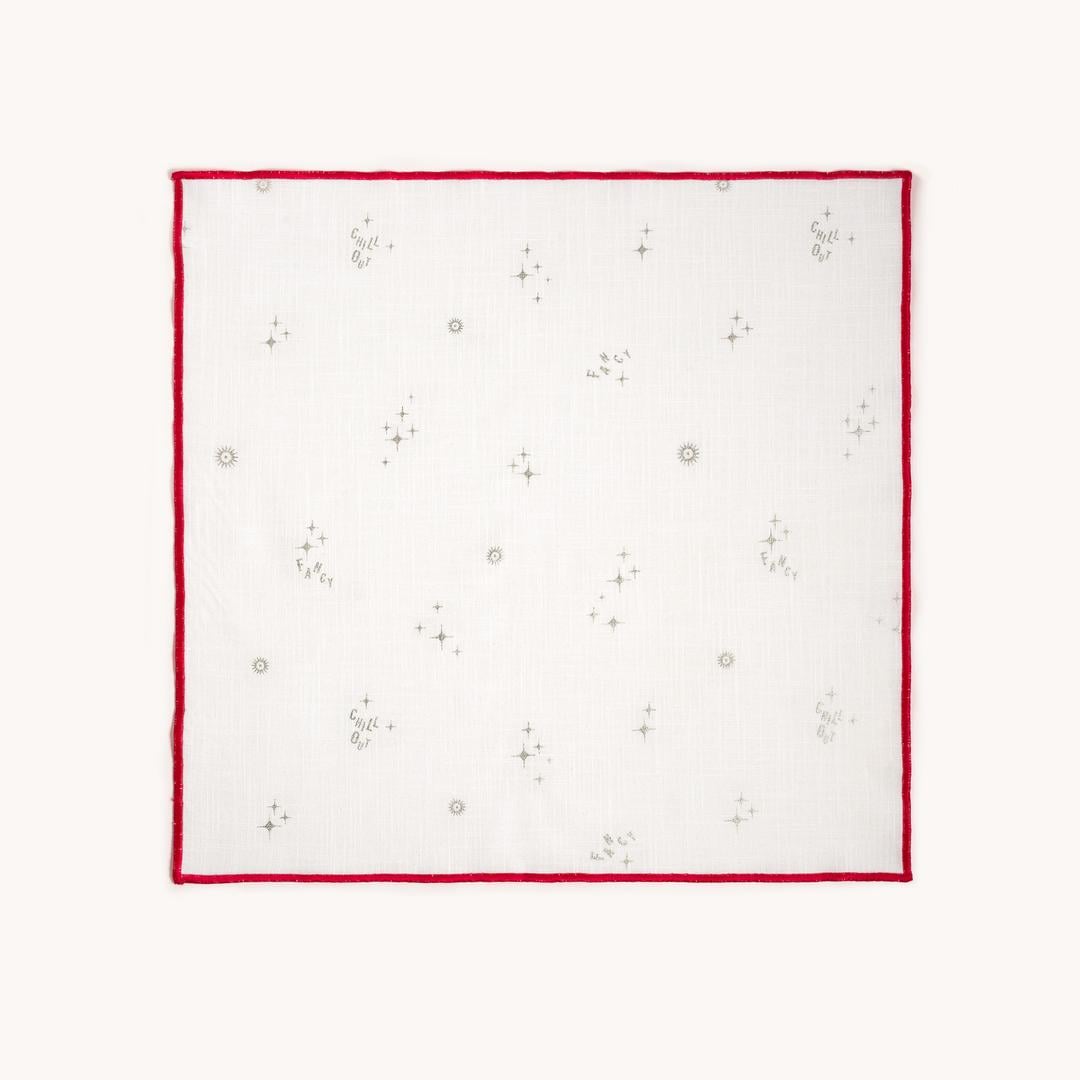 Nilüfer Overloklu Varak Baskılı Pamuk %100 Pamuk Peçete 45x45 Cm Ekru