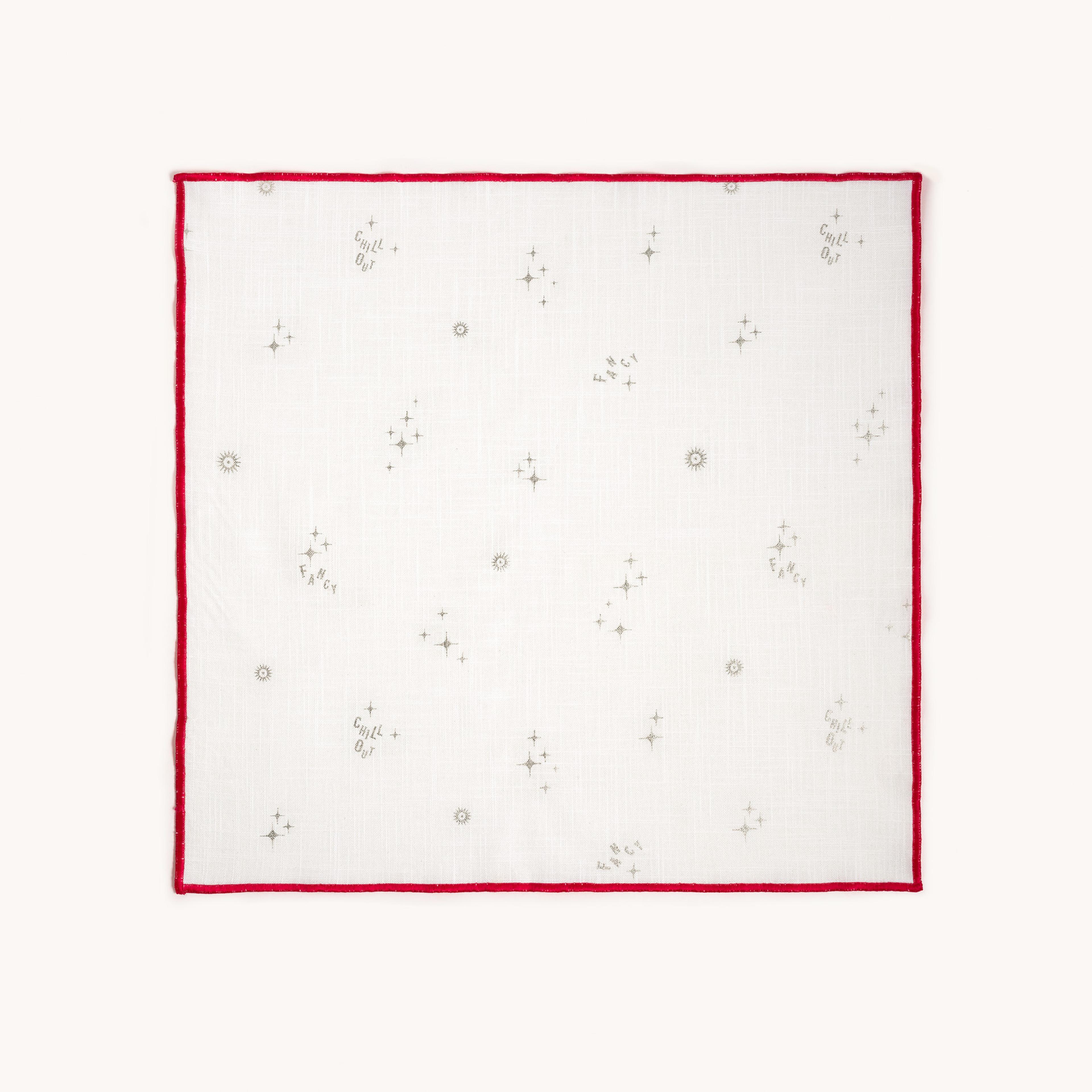 Nilüfer Overloklu Varak Baskılı Pamuk %100 Pamuk Peçete 45x45 Cm Ekru