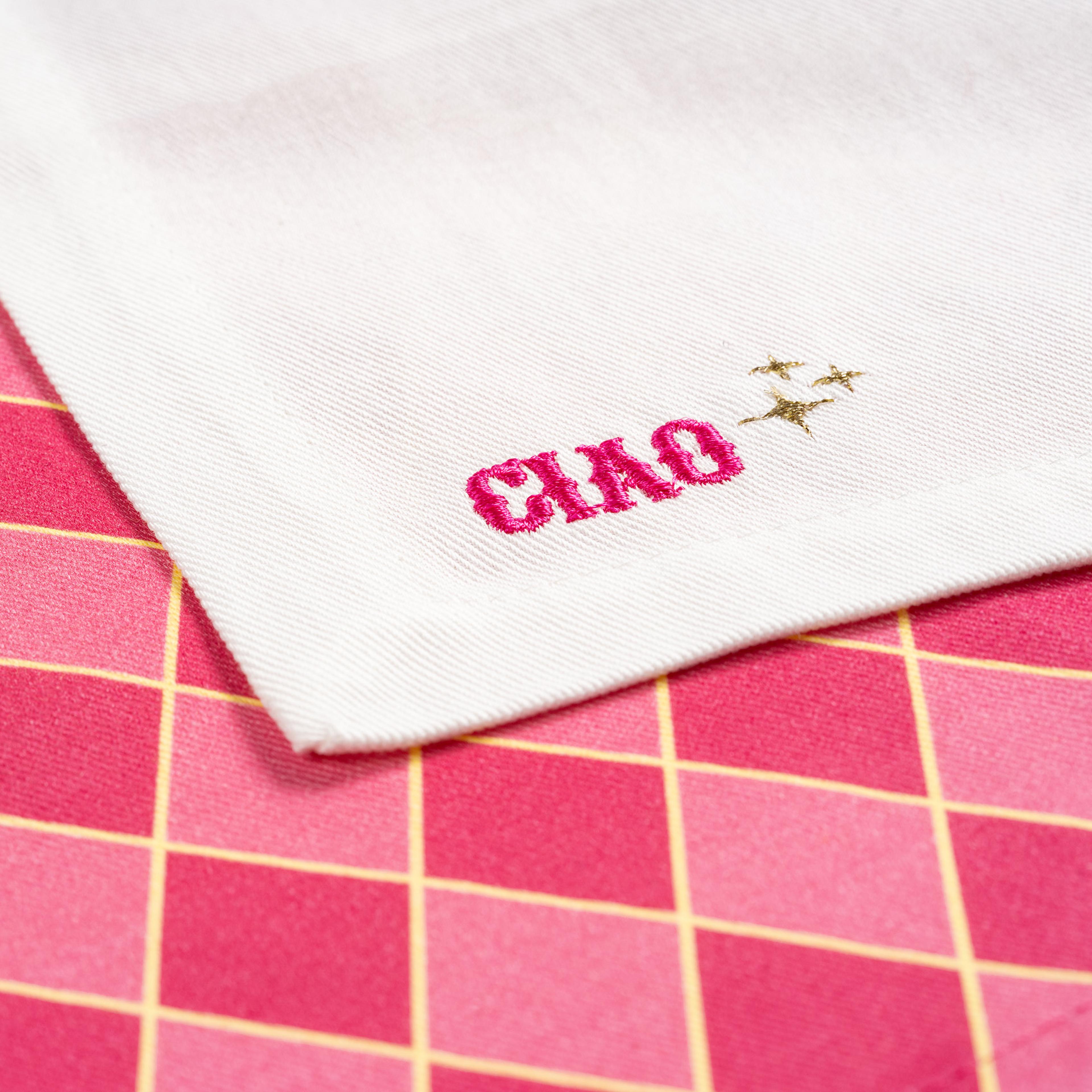 Nilüfer Nakışlı Baskılı Pamuk %100 Pamuk Peçete 25x25 Cm Yeşil - Fuşya