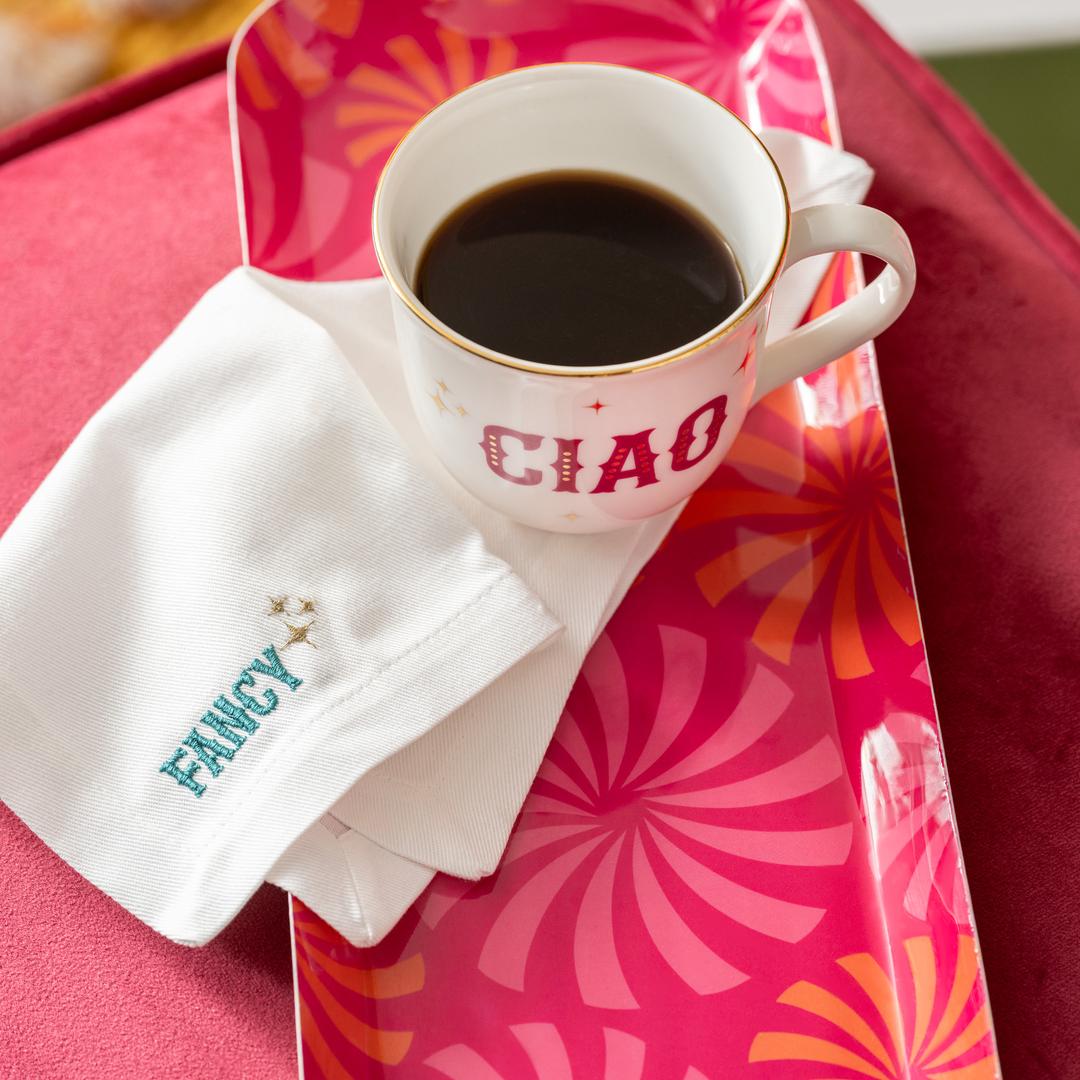 Nilüfer Nakışlı Baskılı Pamuk %100 Pamuk Peçete 25x25 Cm Yeşil - Fuşya