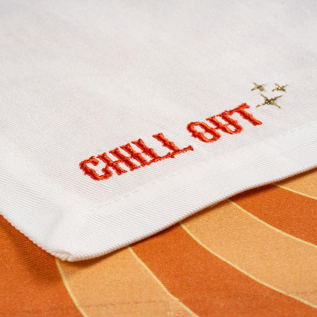 Nilüfer Nakışlı Baskılı Pamuk %100 Pamuk Peçete 25x25 Cm Turuncu - Mavi