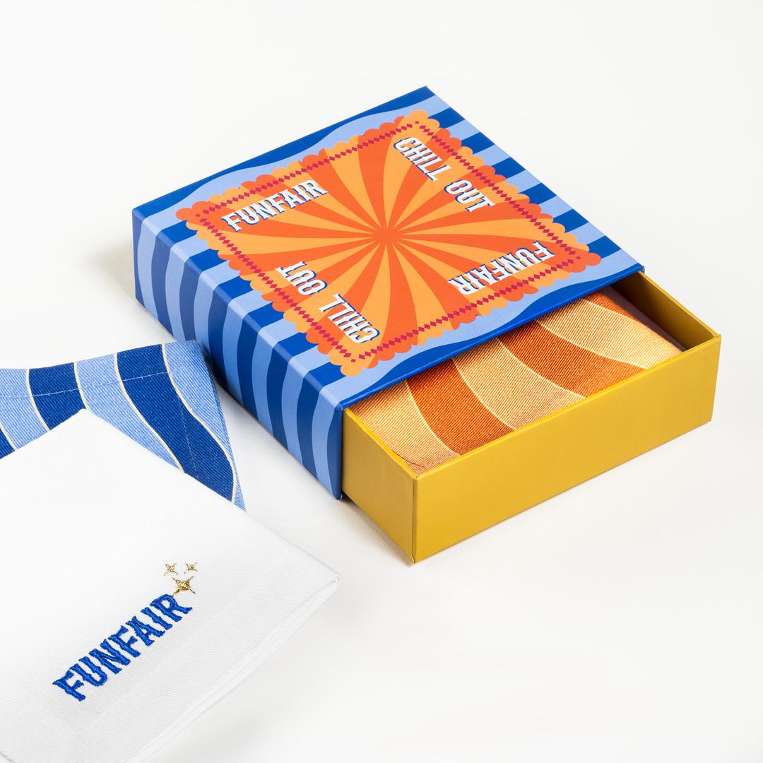 Nilüfer Nakışlı Baskılı Pamuk %100 Pamuk Peçete 25x25 Cm Turuncu - Mavi