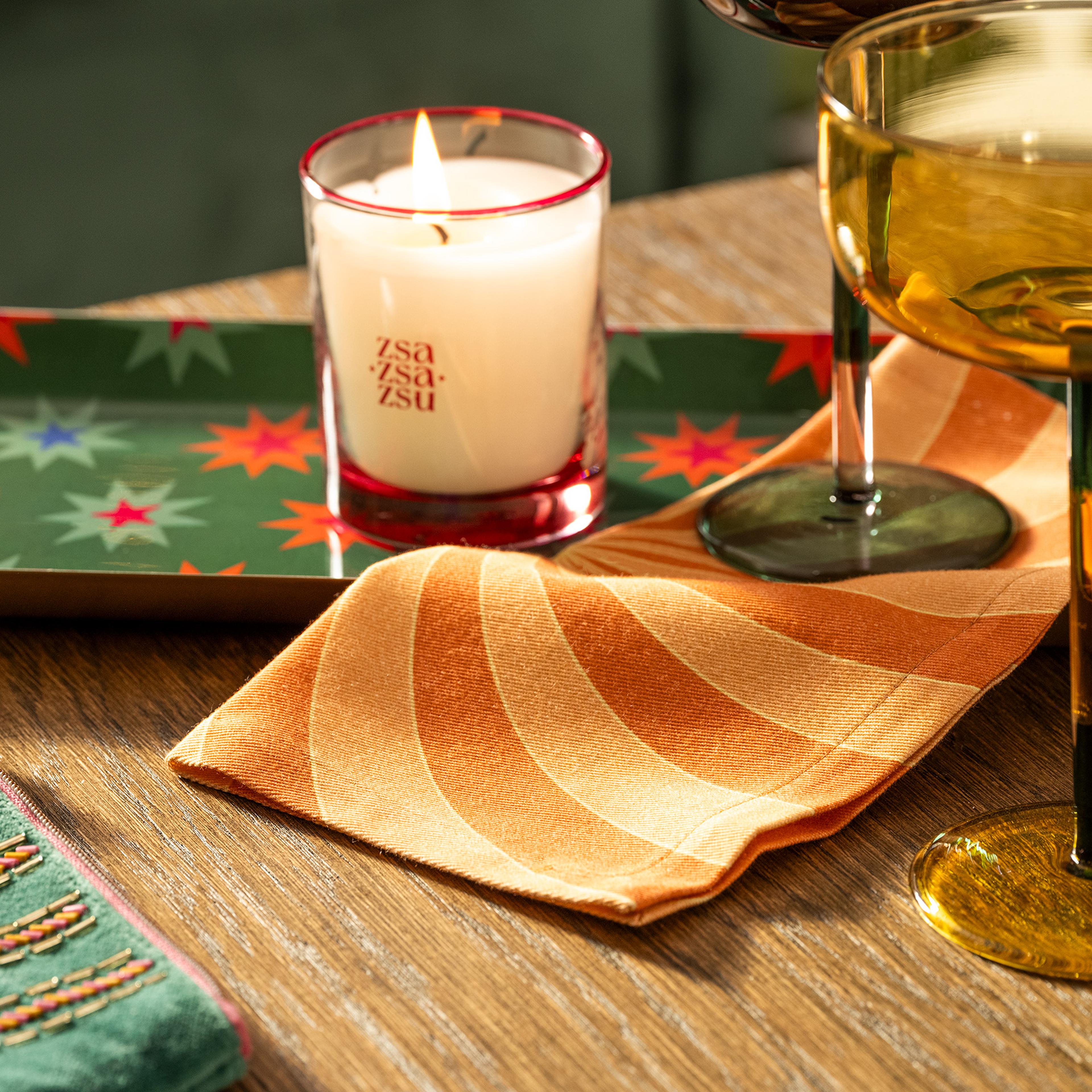 Nilüfer Nakışlı Baskılı Pamuk %100 Pamuk Peçete 25x25 Cm Turuncu - Mavi