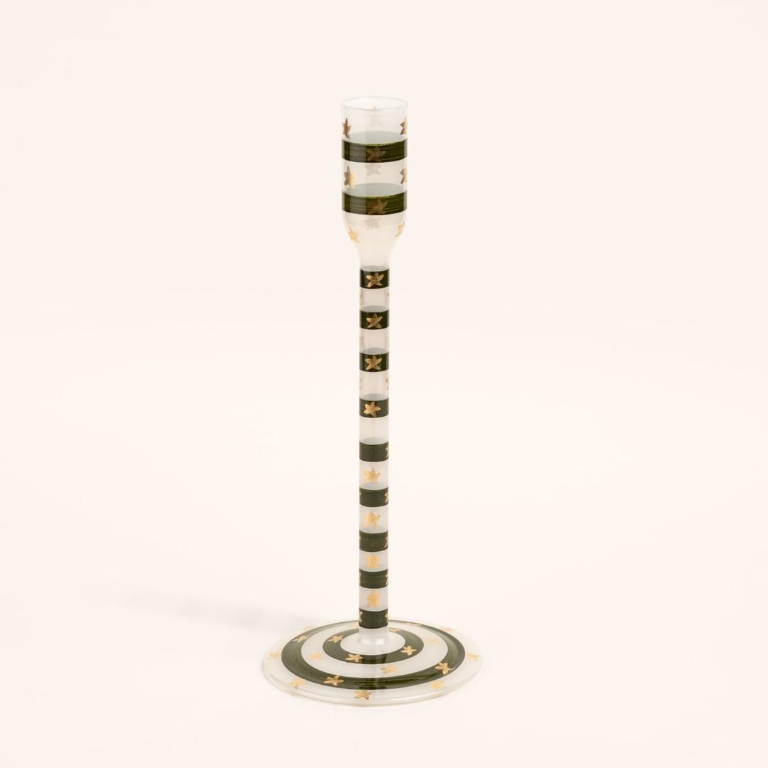 Aravalı Cam Şamdan 9x9x25 Cm Yeşil