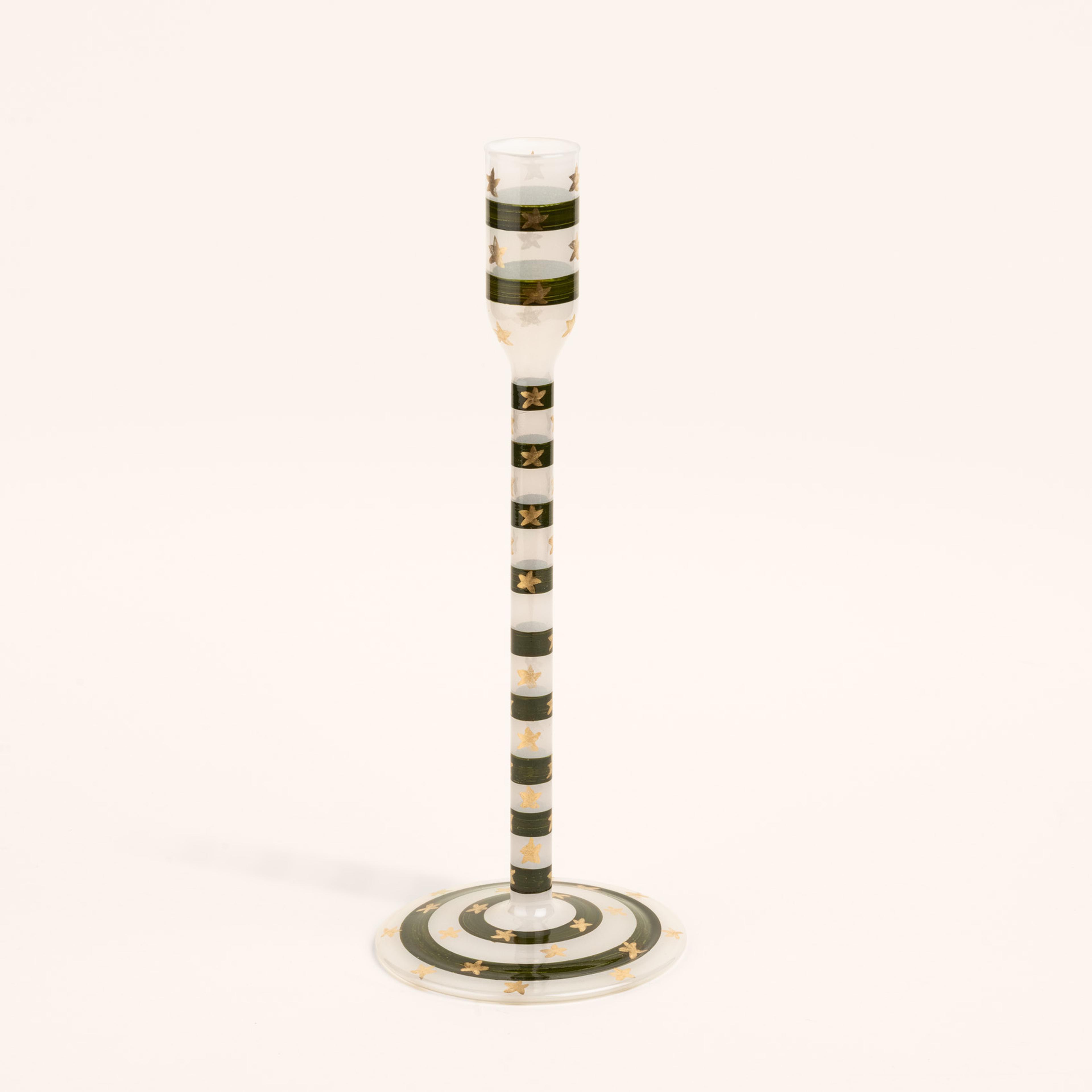 Aravalı Cam Şamdan 9x9x25 Cm Yeşil