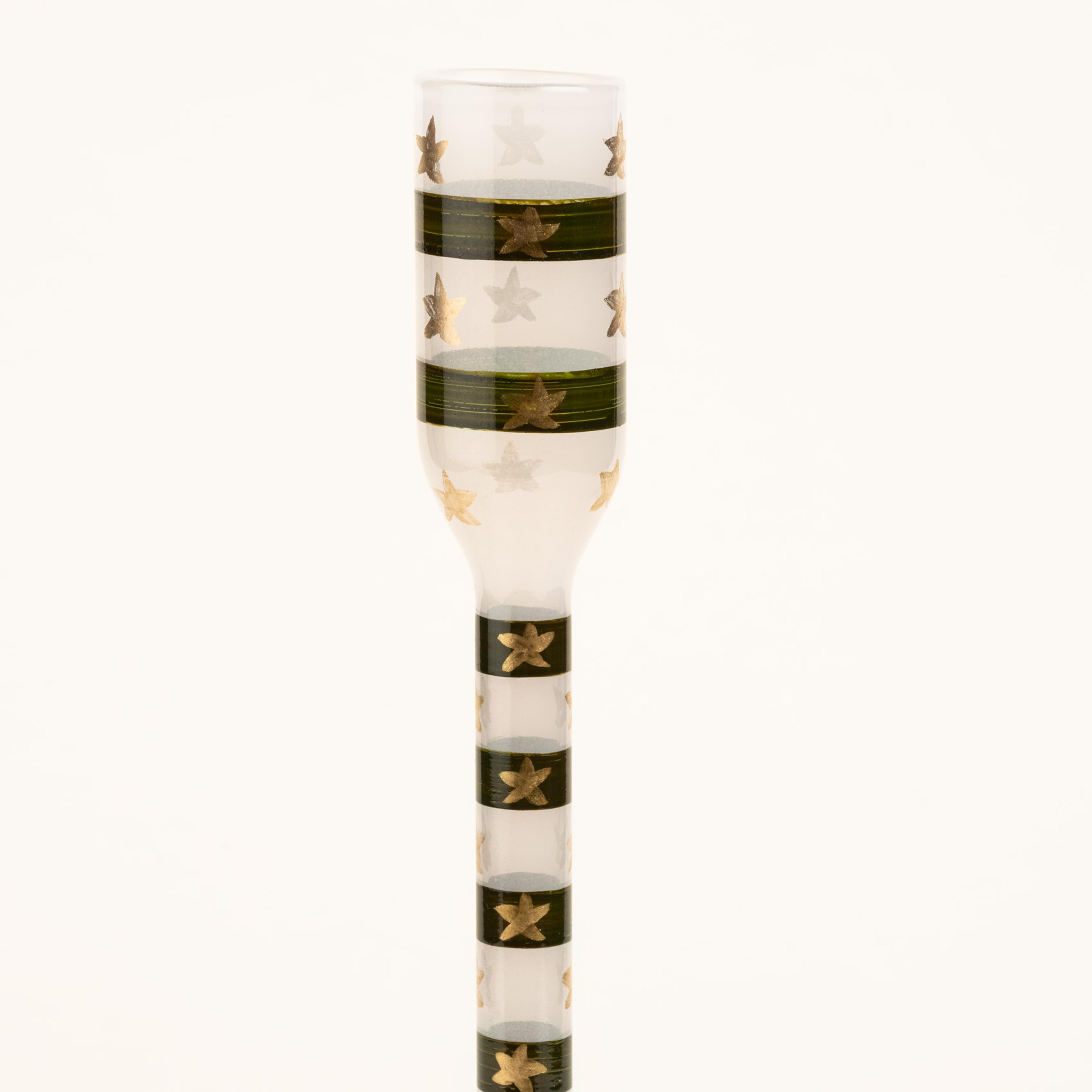 Aravalı Cam Şamdan 9x9x25 Cm Yeşil