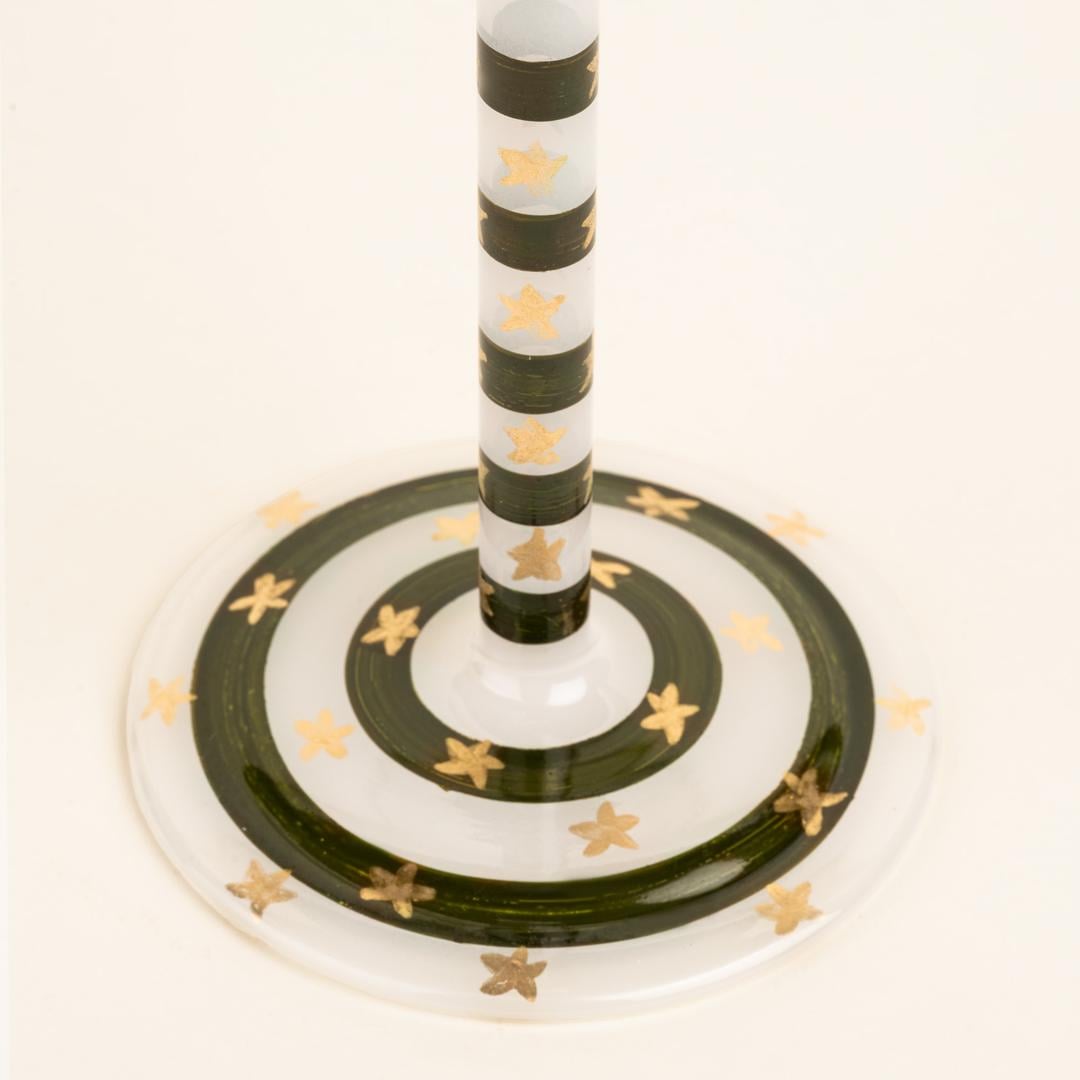 Aravalı Cam Şamdan 9x9x25 Cm Yeşil