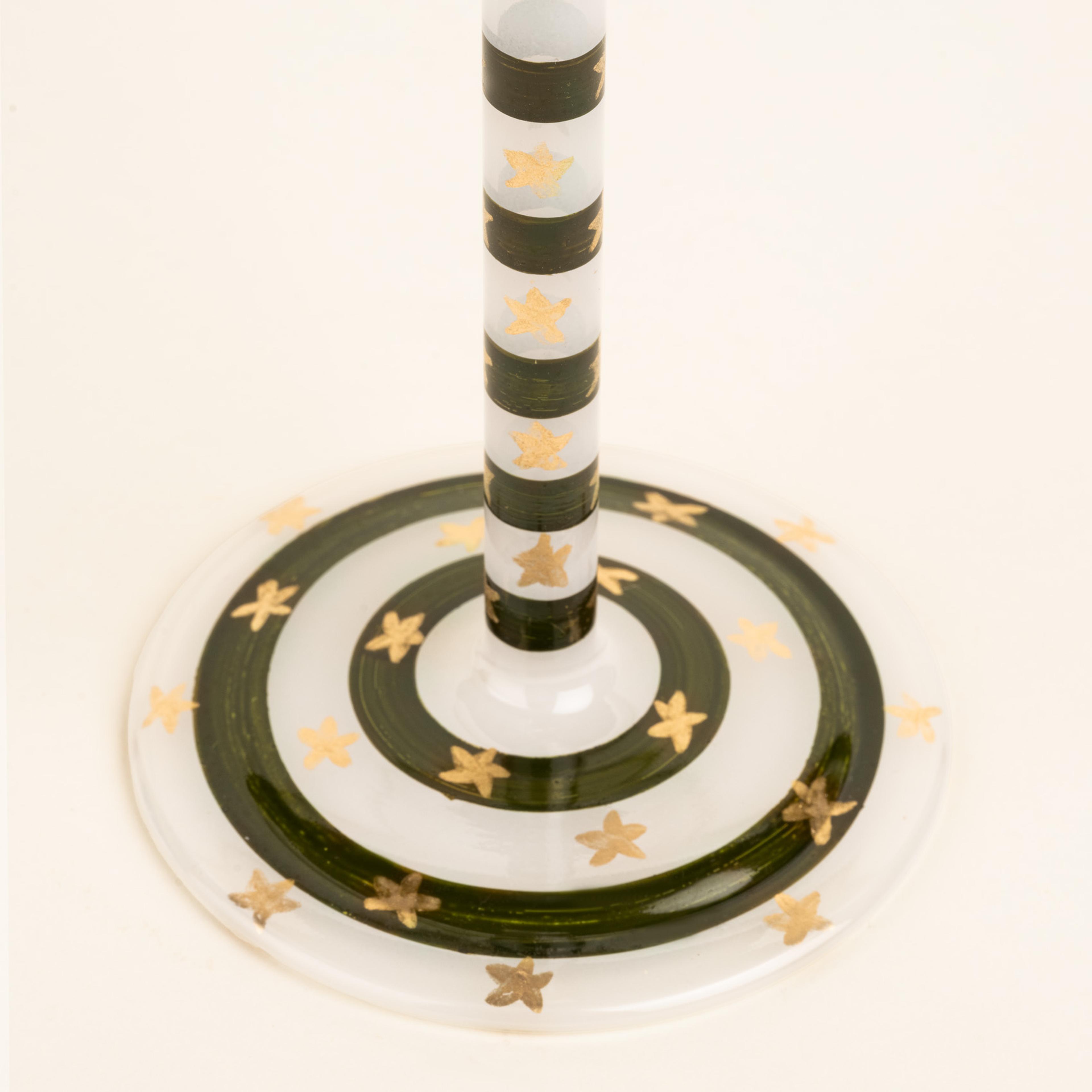 Aravalı Cam Şamdan 9x9x25 Cm Yeşil