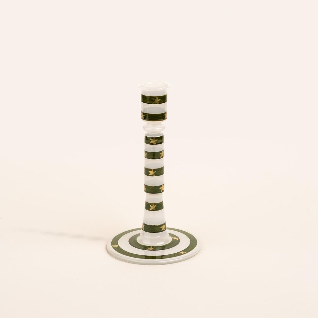 Aravalı Cam Şamdan 10x10x18 Cm Yeşil