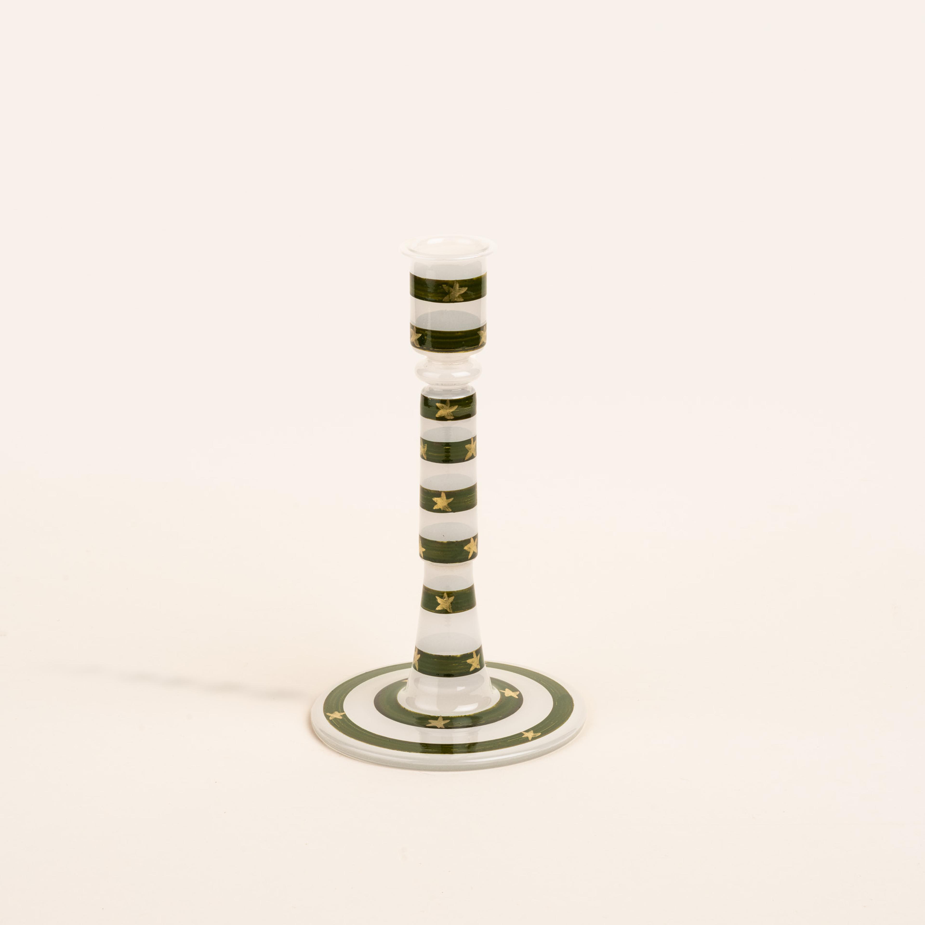 Aravalı Cam Şamdan 10x10x18 Cm Yeşil