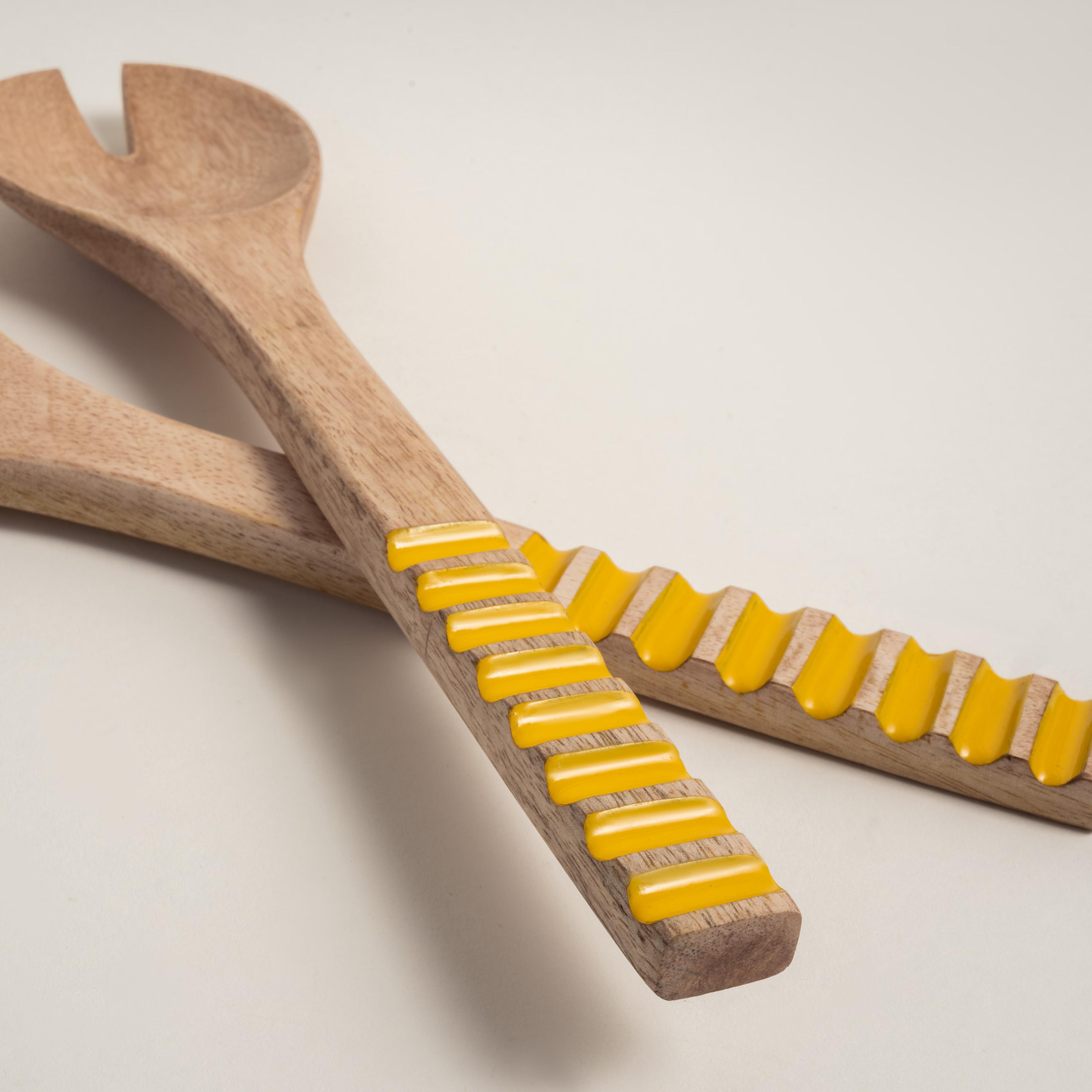 Lakrı Mango Ağacı Salata Kaşık Seti 30 Cm Sarı